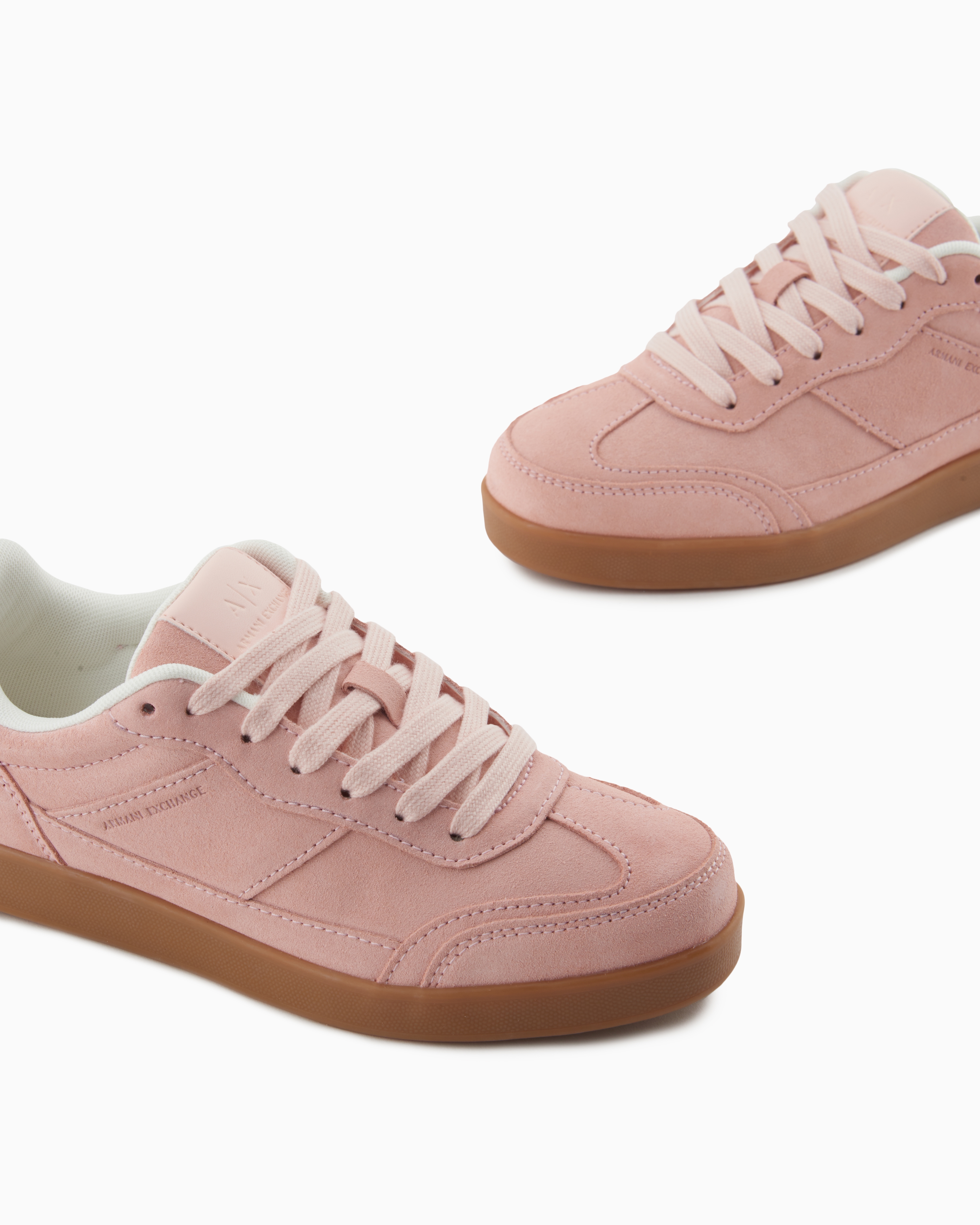 Armani Exchange - Suede Sneakers, Woman, Pink, Size: