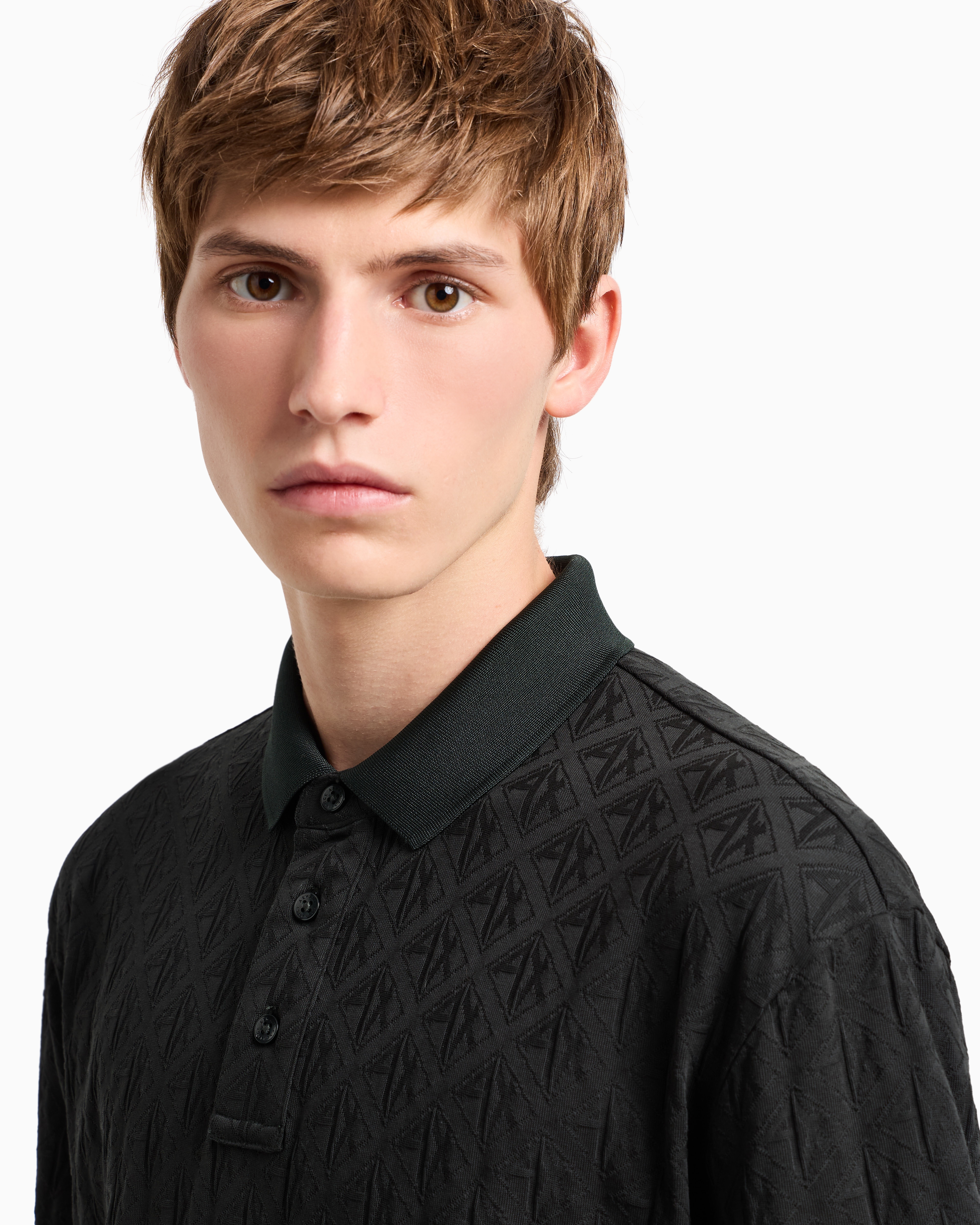 Armani Exchange Regular Fit Polo Shirt With Tone-on-tone Allover Logo In Green