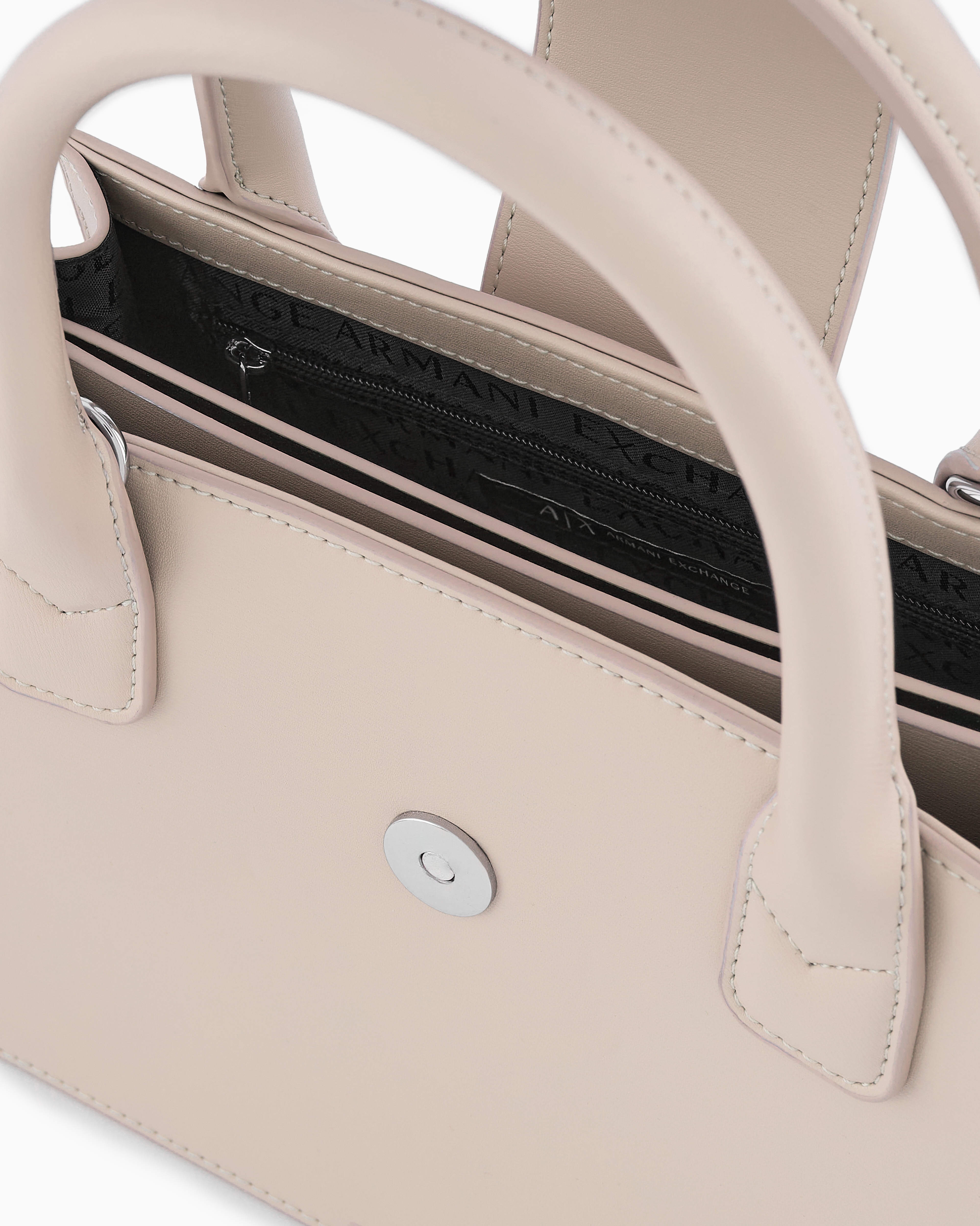 Armani Exchange Asv Small Trapeze Handbag In Beige