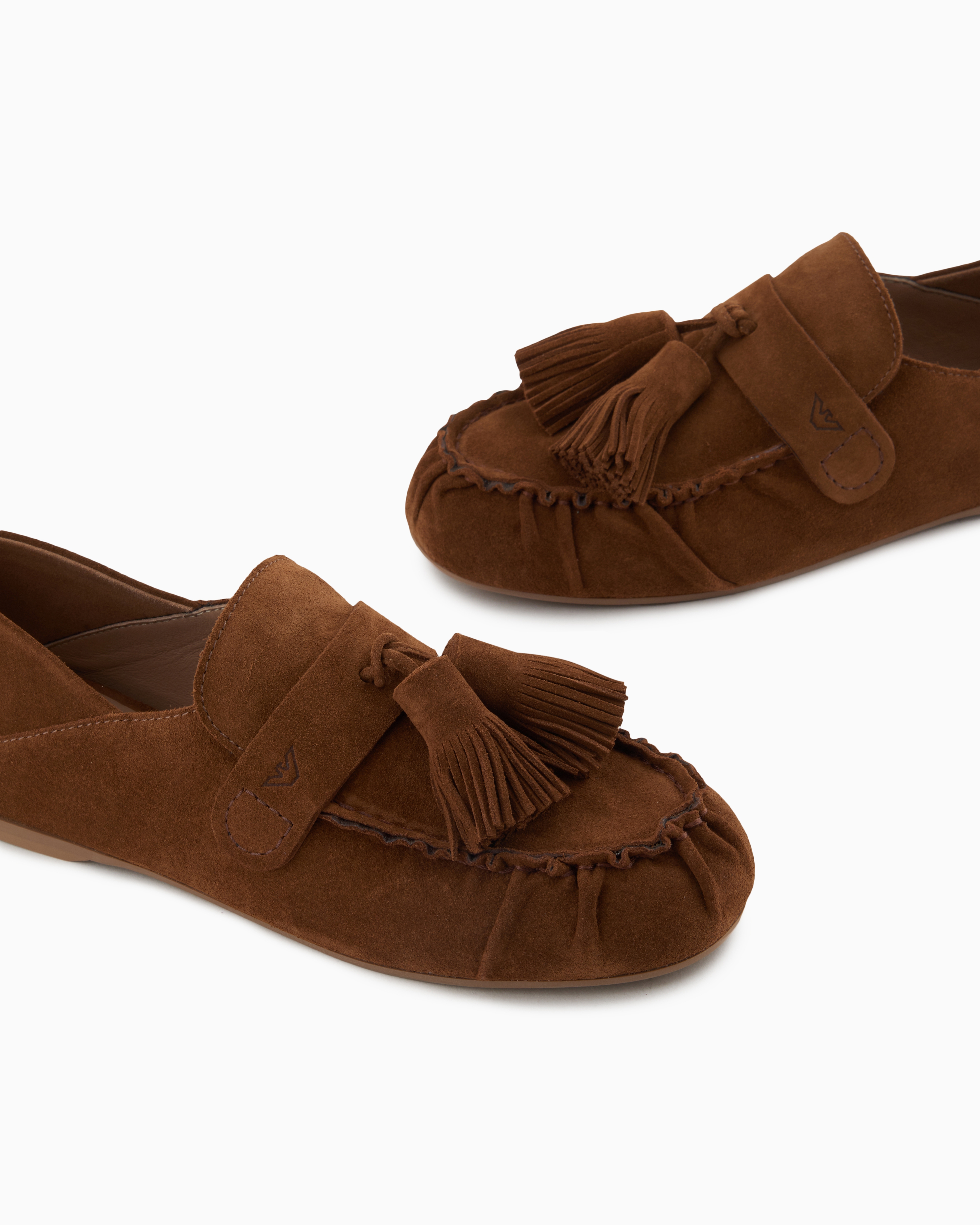 Emporio Armani Veloursleder-mokassins Mit Quasten In Braun