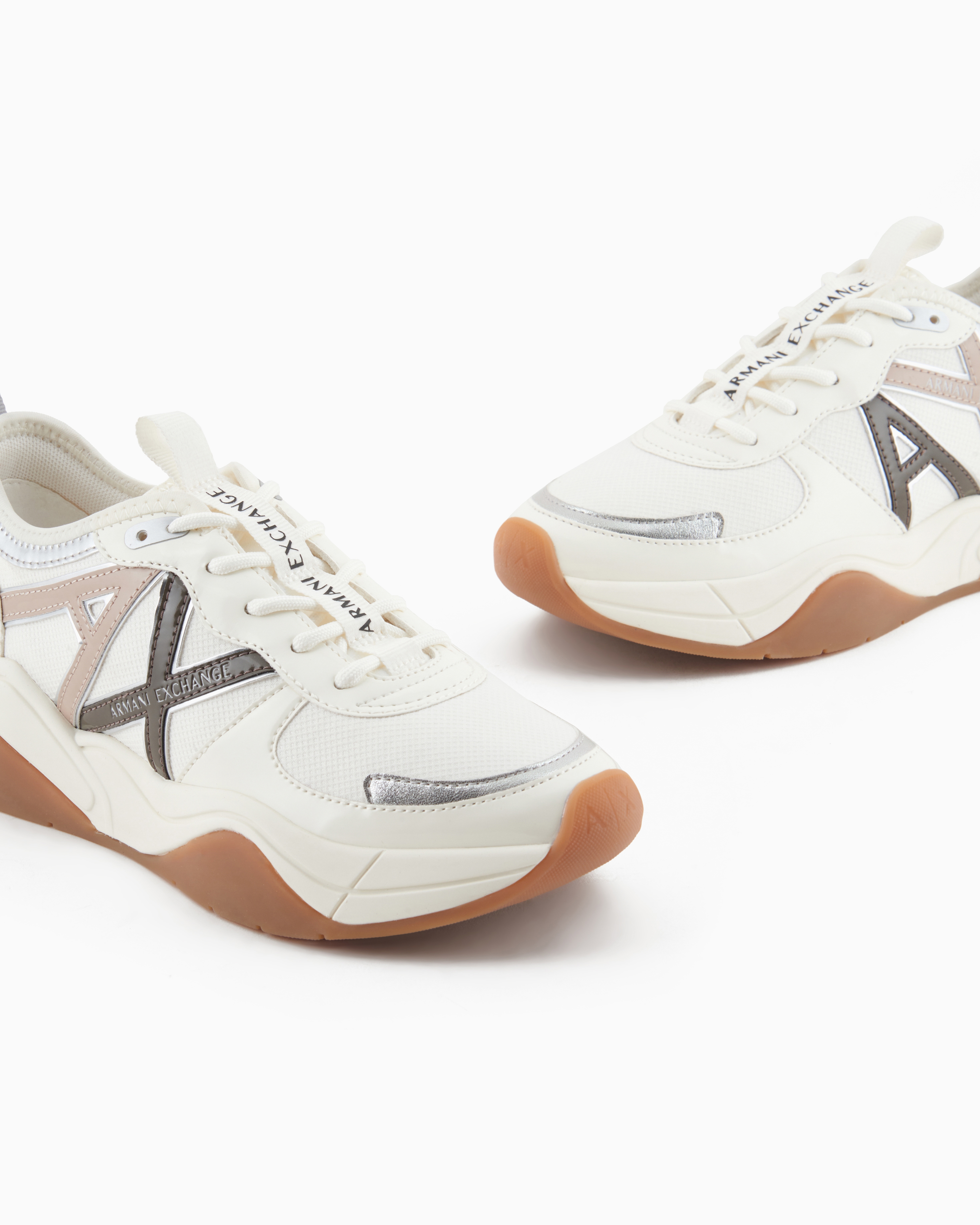 Armani Exchange Chunky Sneakers With Logo In Beige