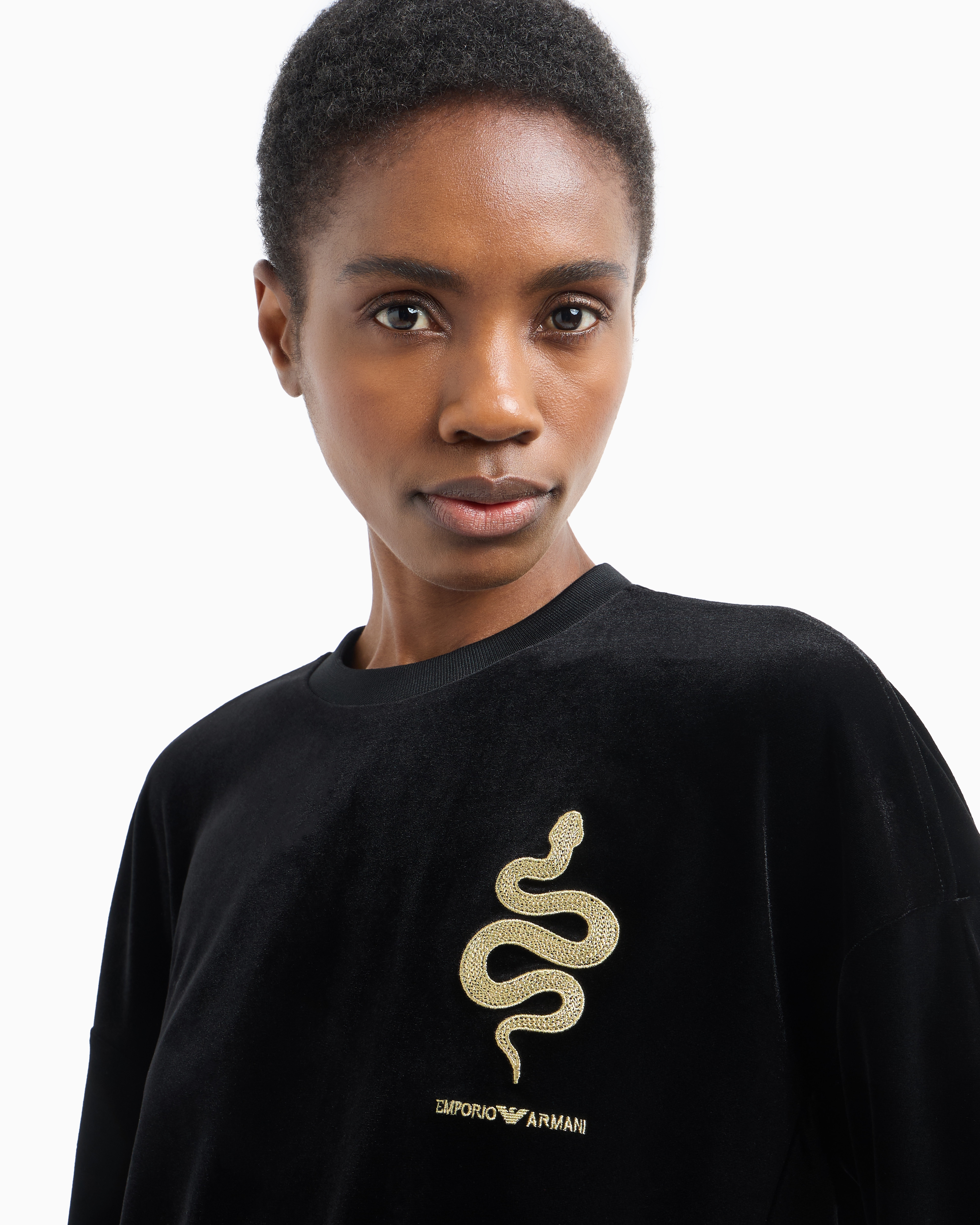 Emporio Armani Chenille Sweatshirt With Lunar New Year Embroidery In Black