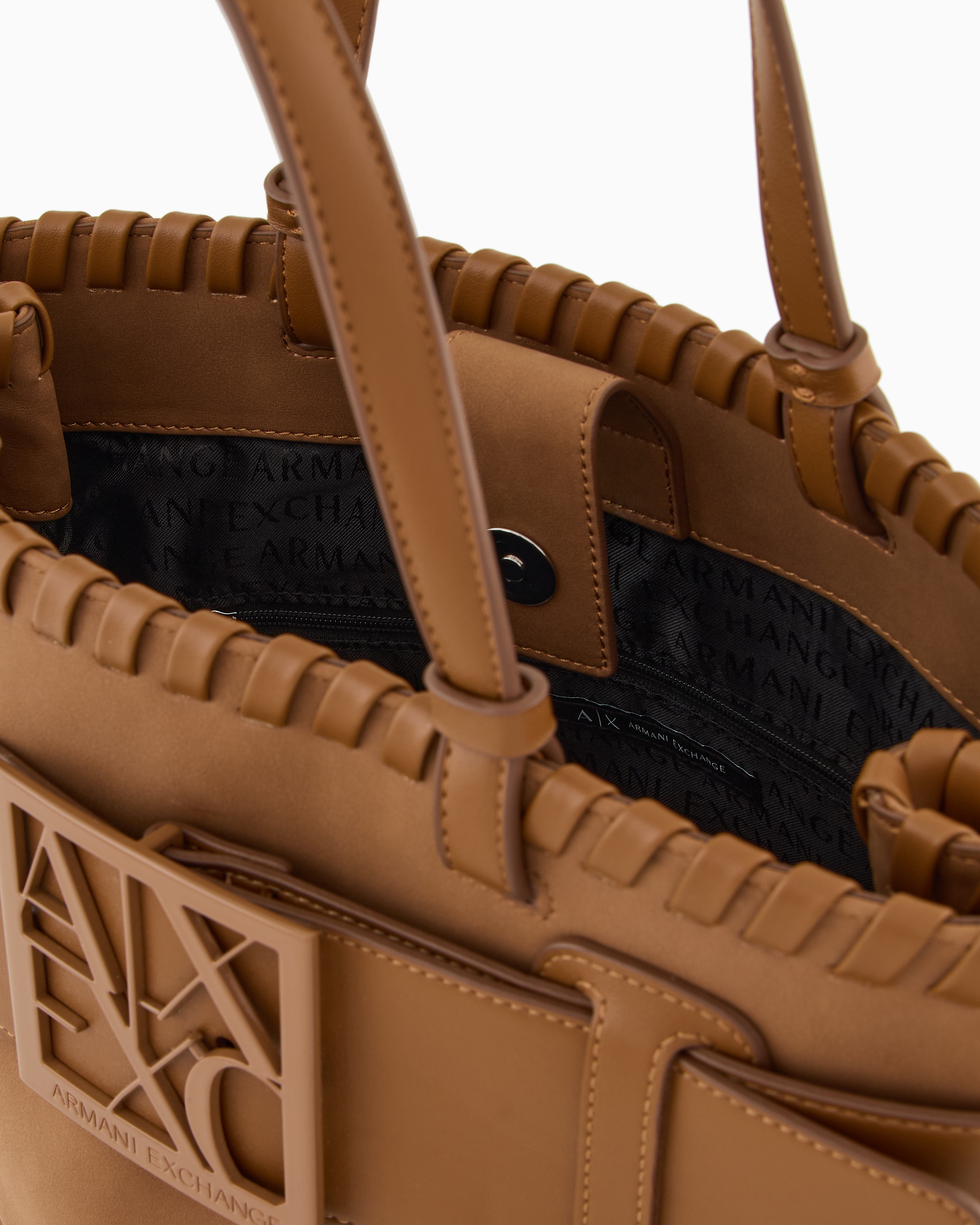 Armani Exchange Handbag With Asv Logo Detail In Brown