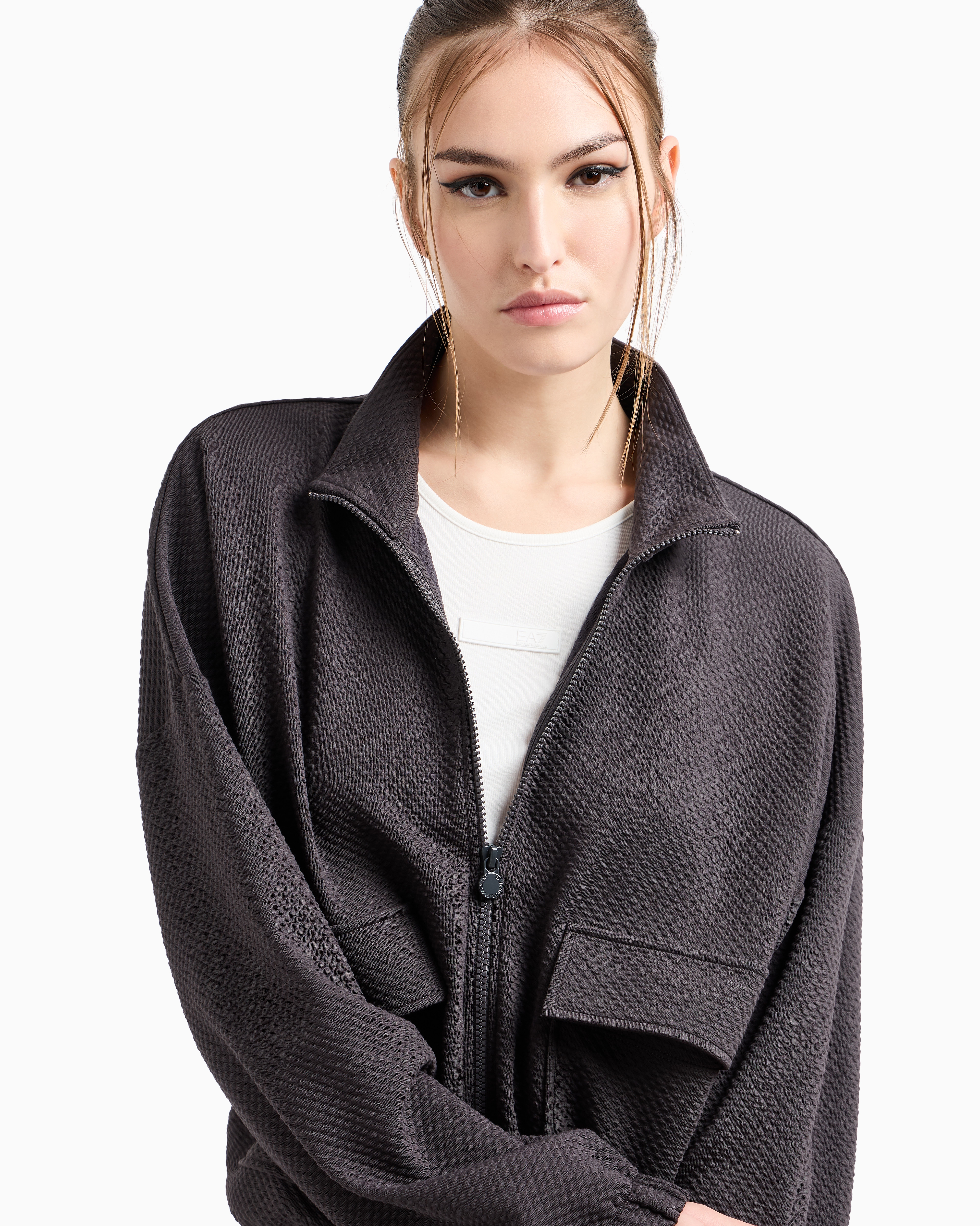 Ea7 Zip-up Sweatshirts In Grey