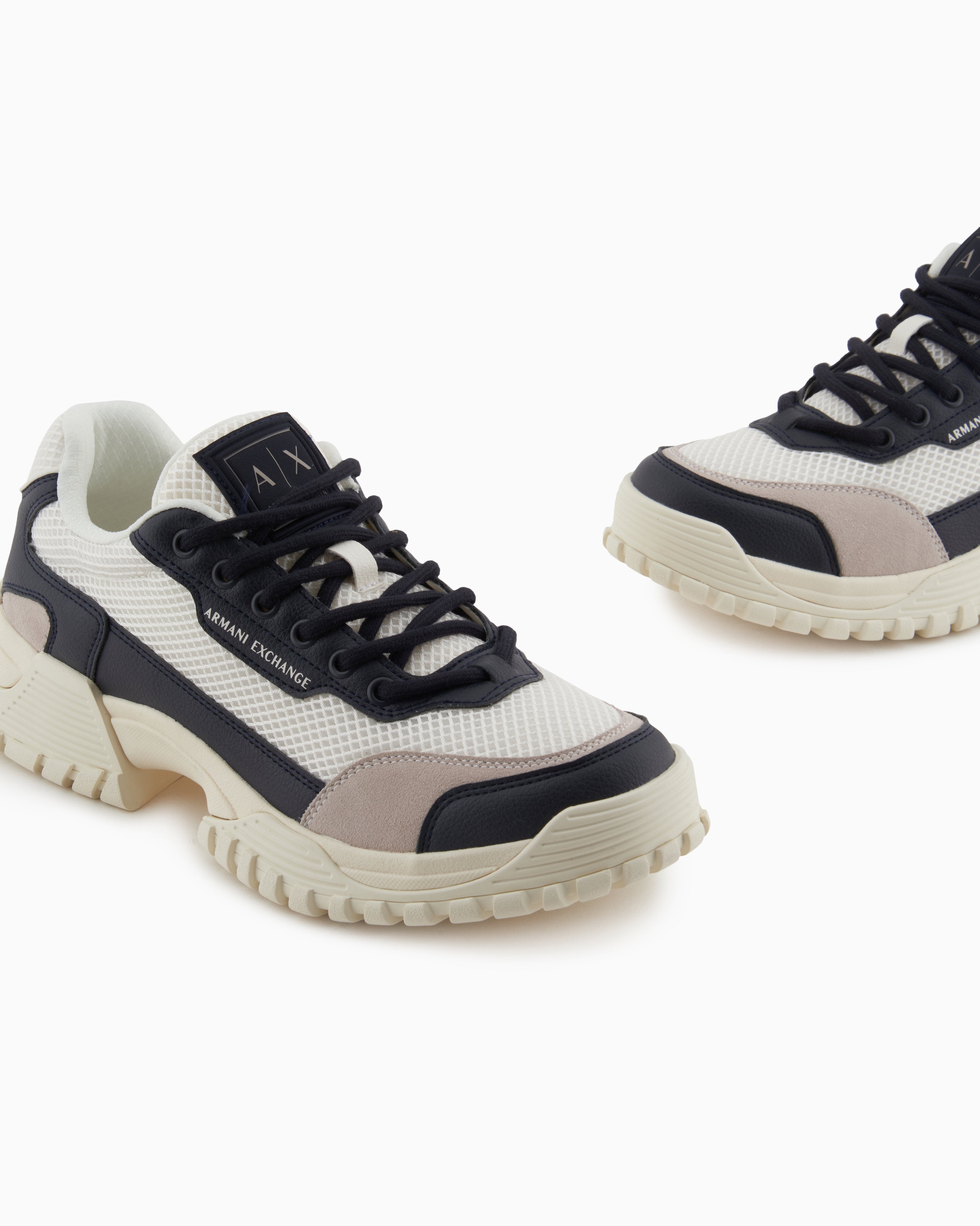 Armani Exchange - Two-tone sneakers with grip sole, Man, Navy Blue, Size: