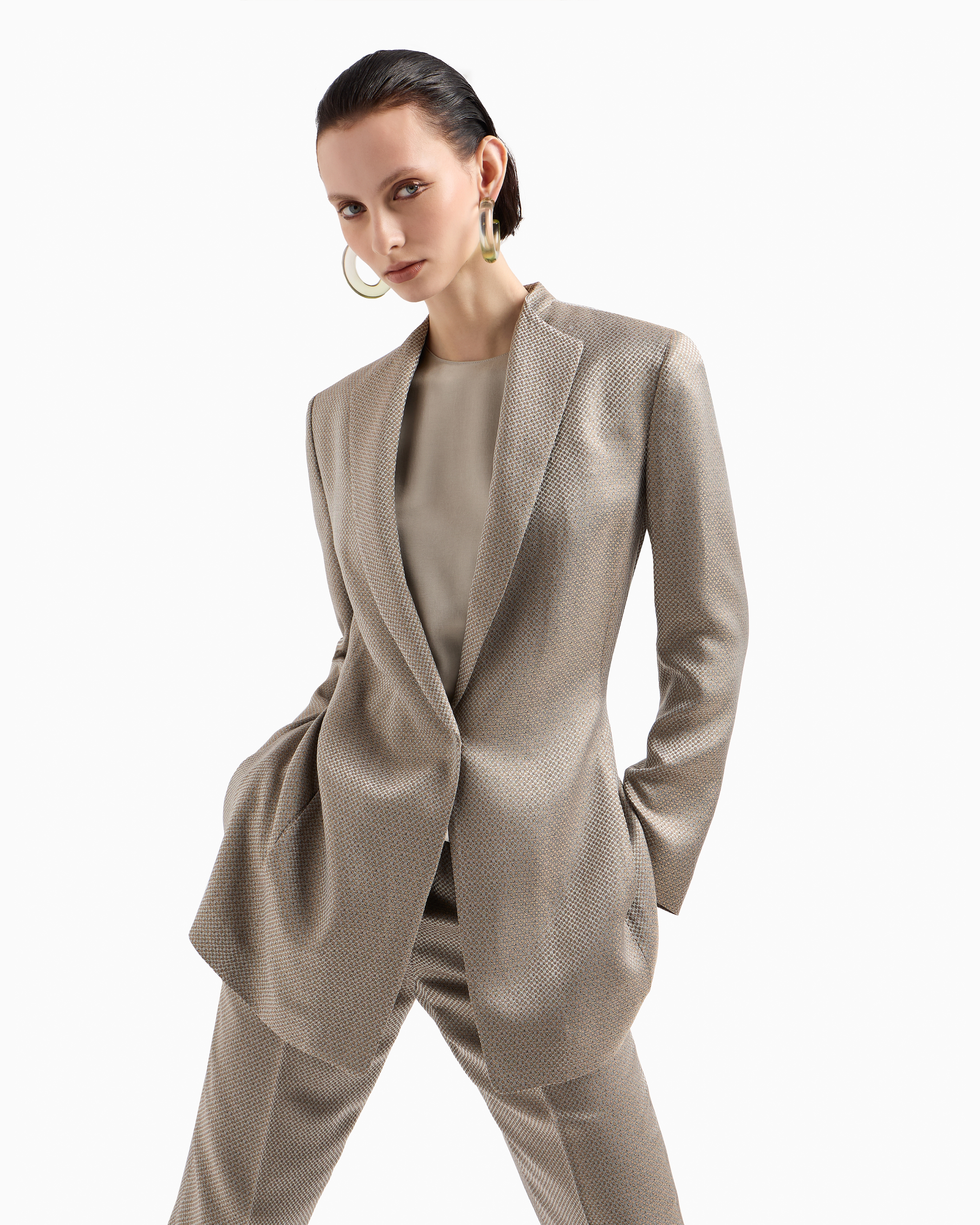Giorgio Armani Crewneck Blouse In Viscose And Cupro In Grey