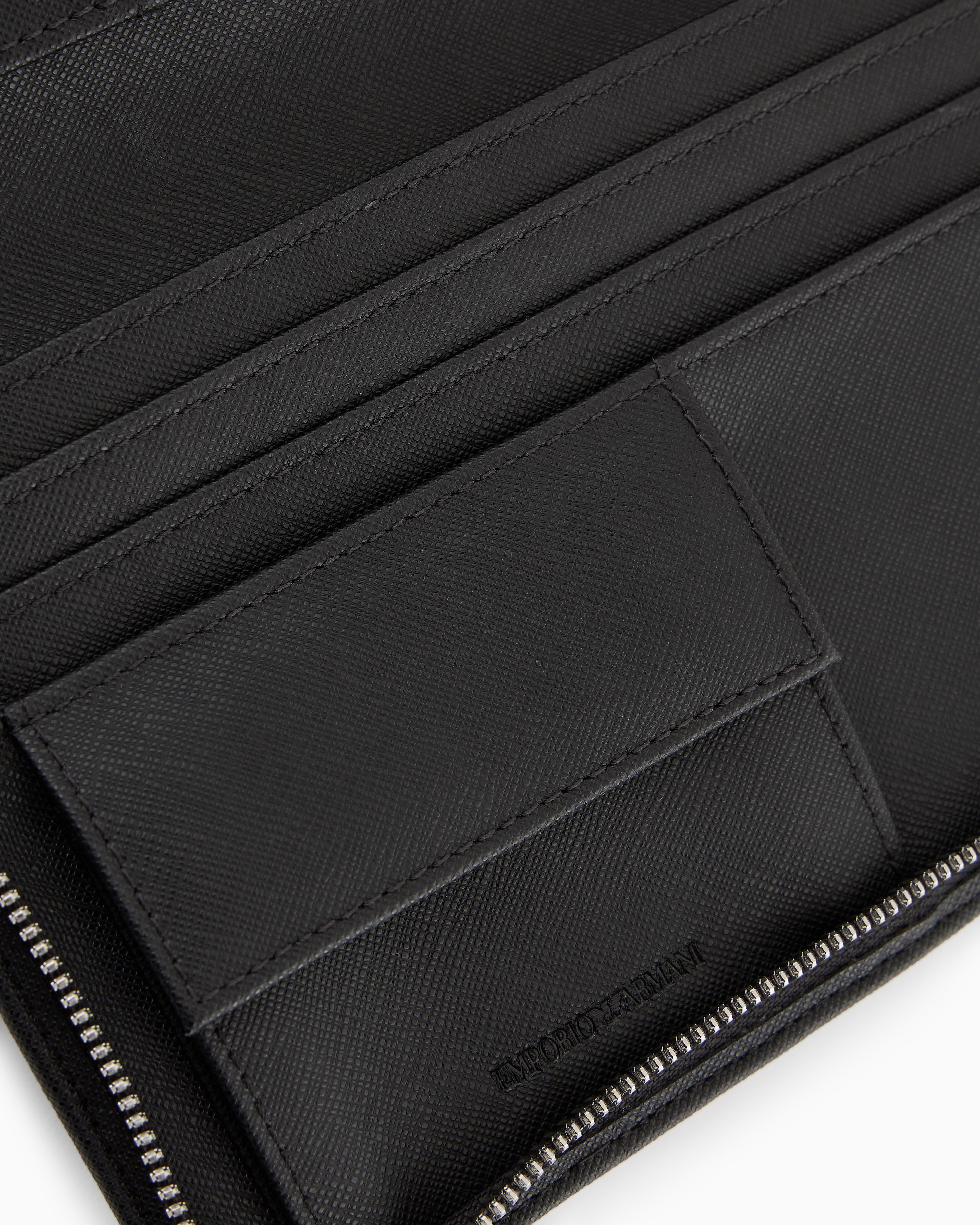 Emporio Armani Asv Regenerated Saffiano Leather Organiser With Eagle Plate In Black