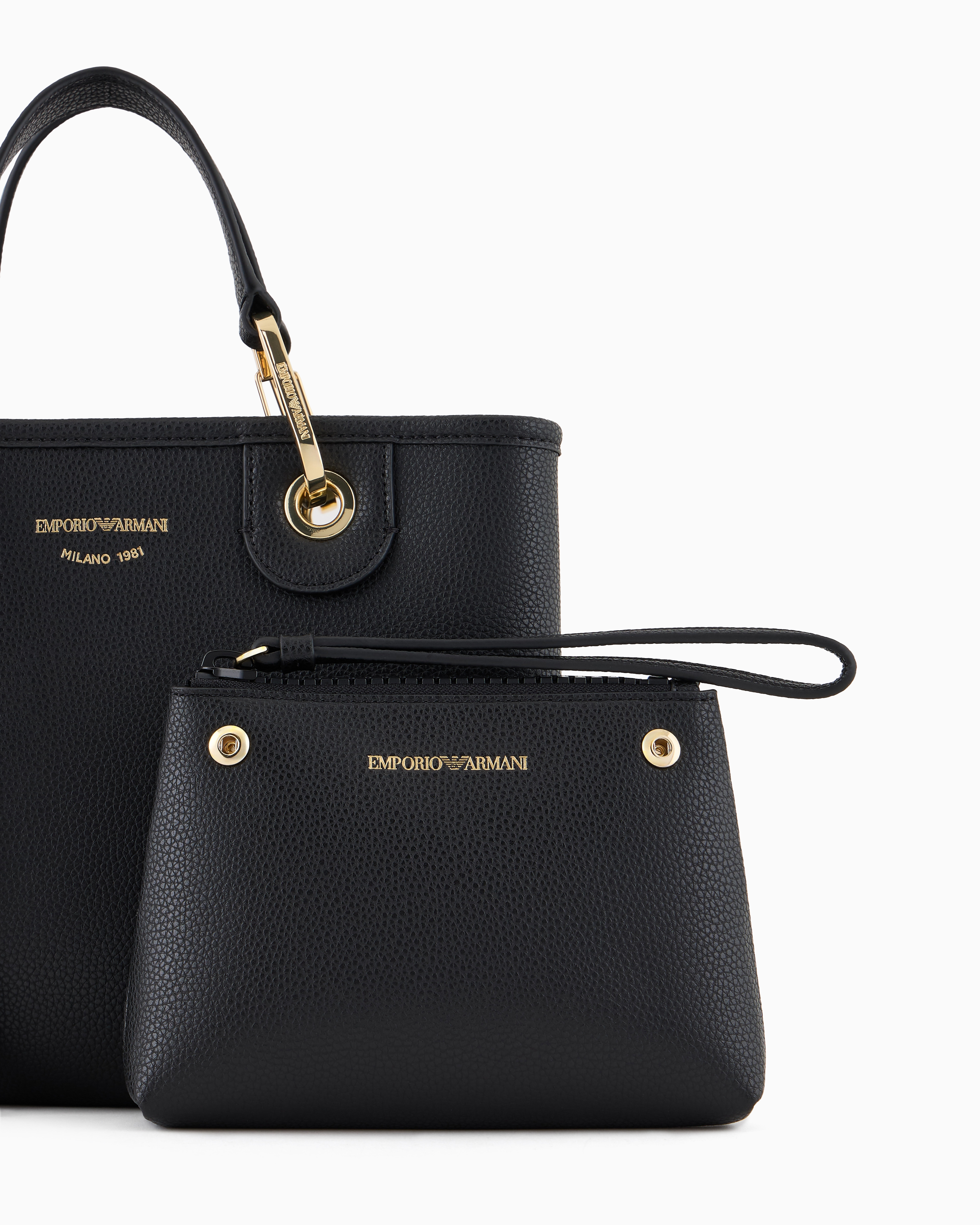 Emporio Armani Myea Shopper Bag With Deer Print In Schwarz
