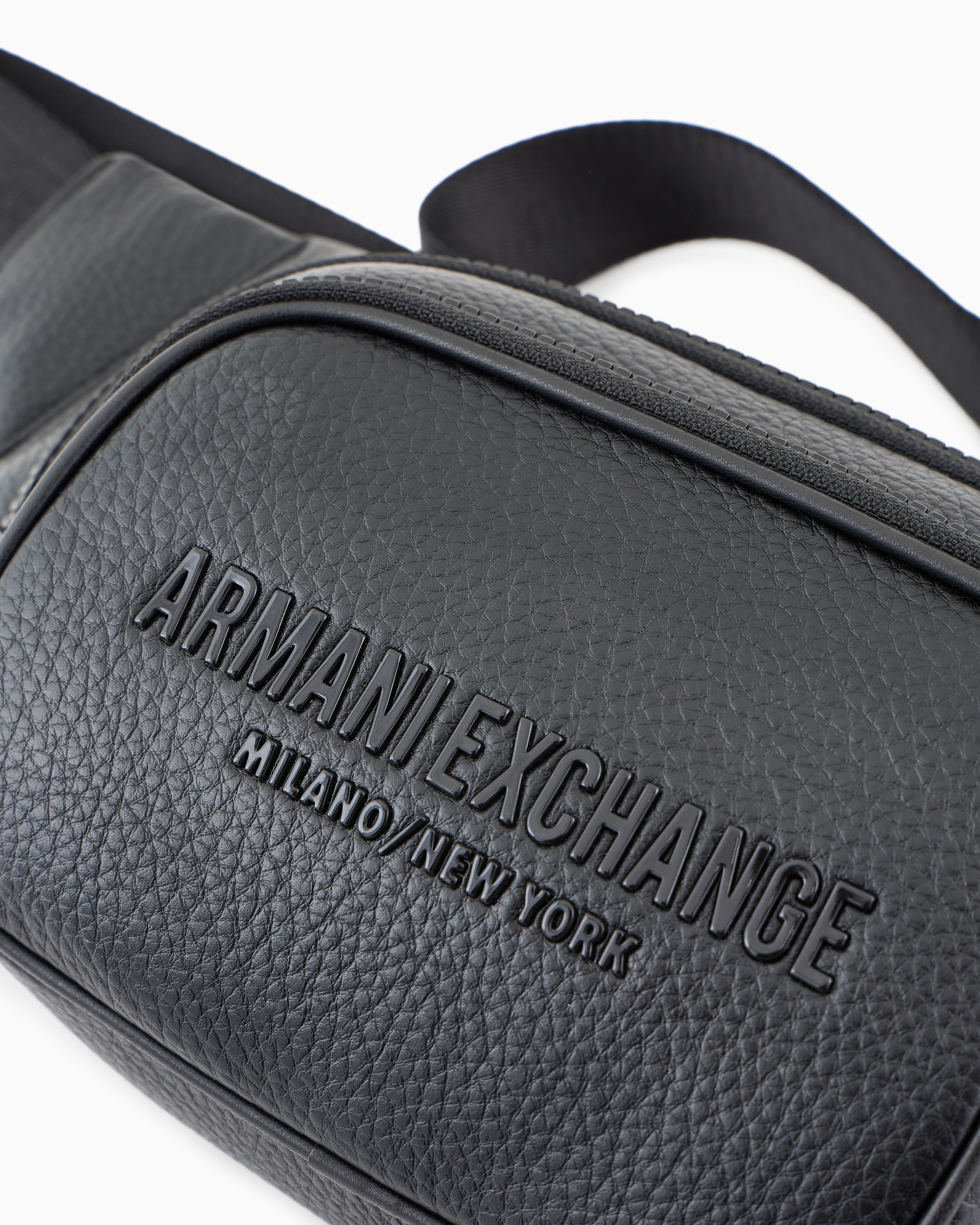 Armani Exchange Bum Bag With Embossed Logo And Two Pockets In Black