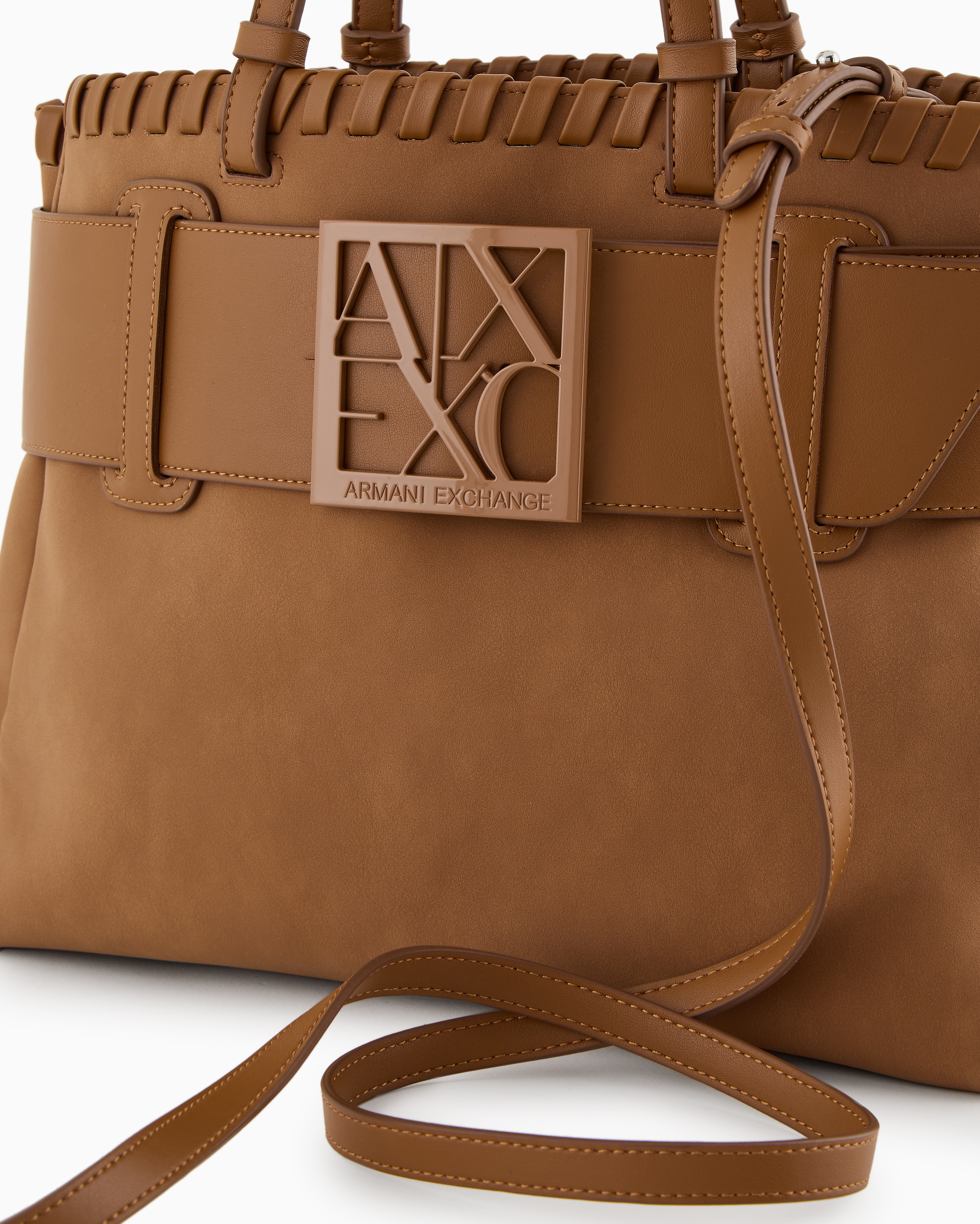Armani Exchange Handbag With Asv Logo Detail In Brown