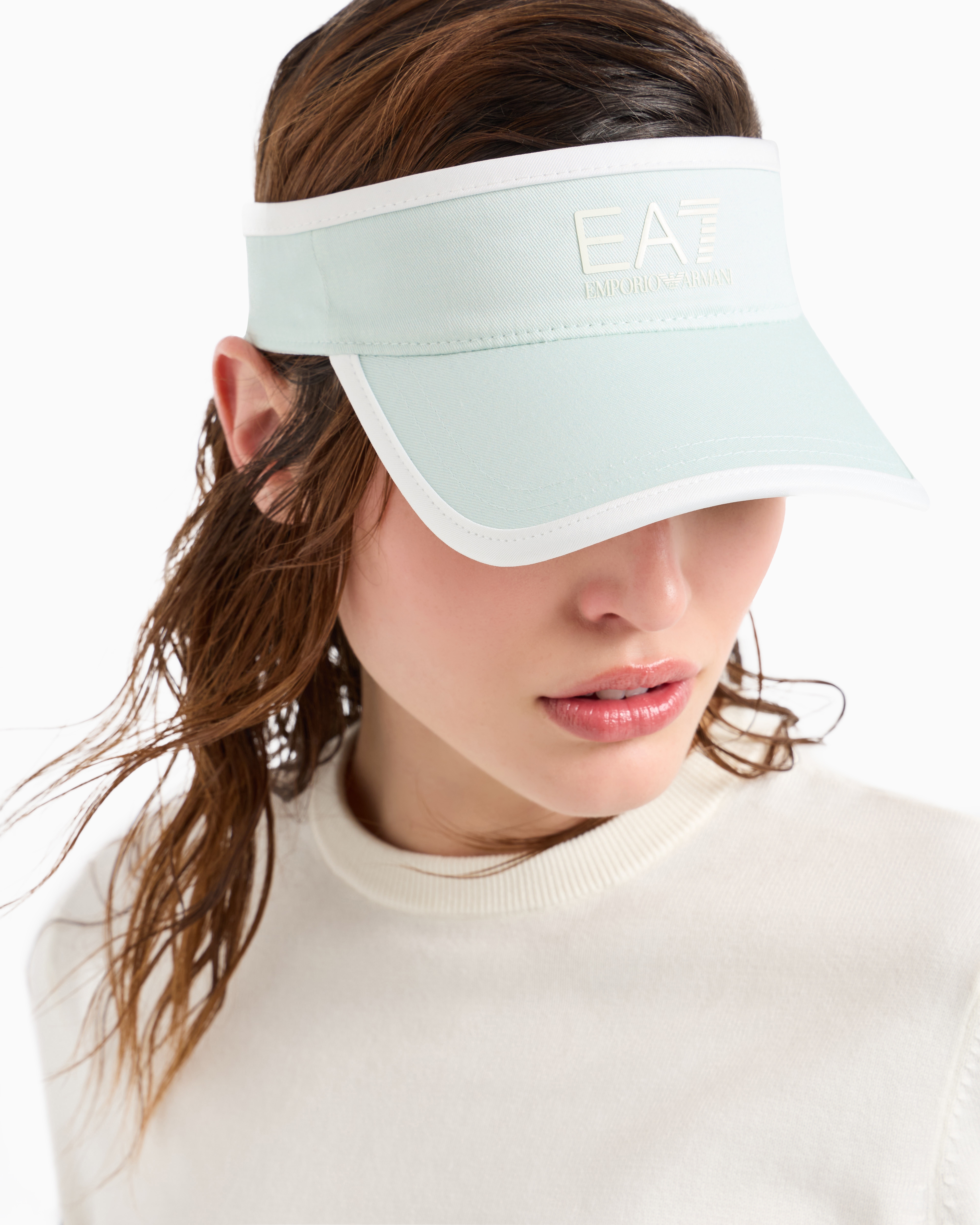 Ea7 Tennis Pro Cotton Visor In Light Blue