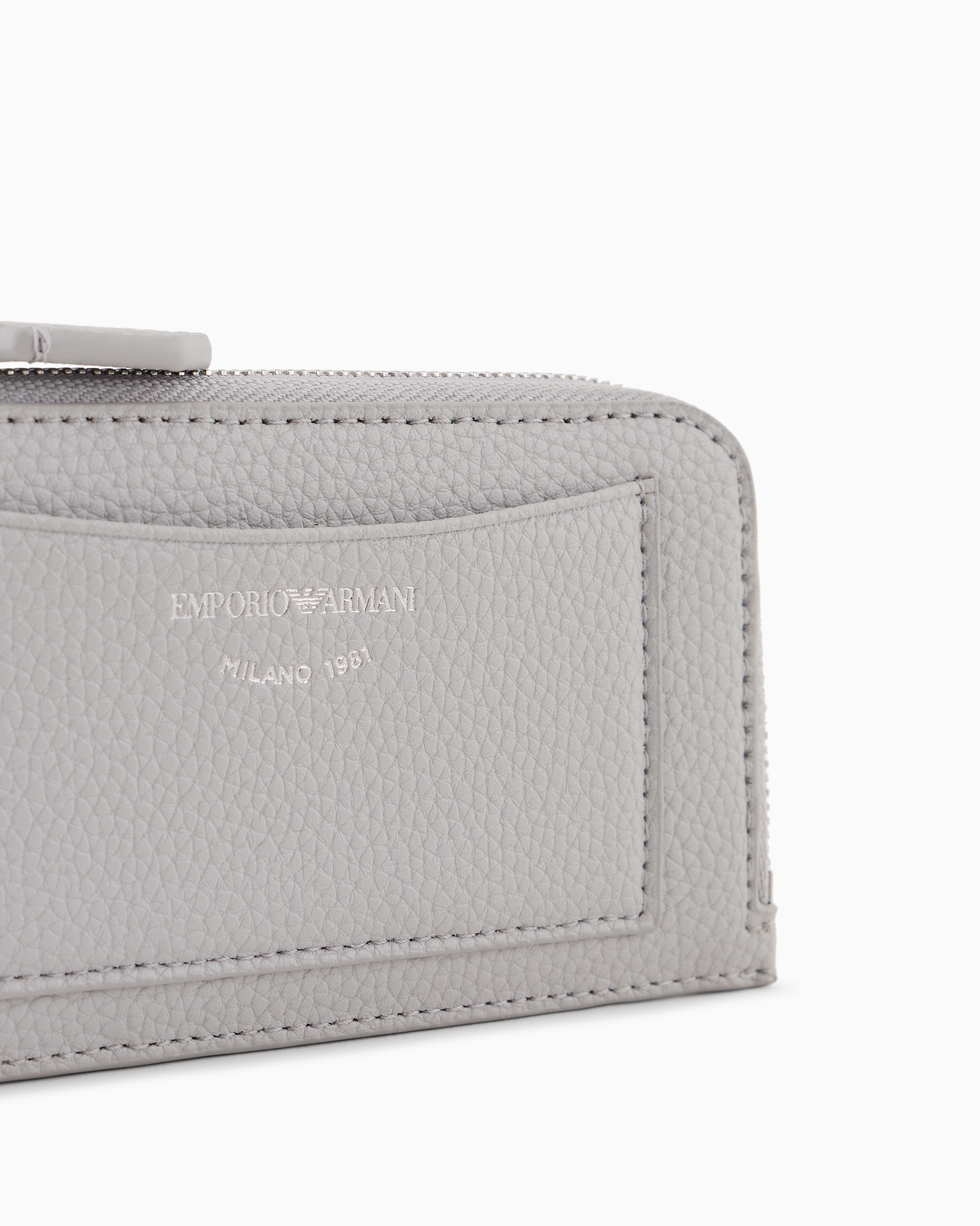 Emporio Armani Kartenetui Myea Mit Rundum-reissverschluss Und Hirsch-print In Grau