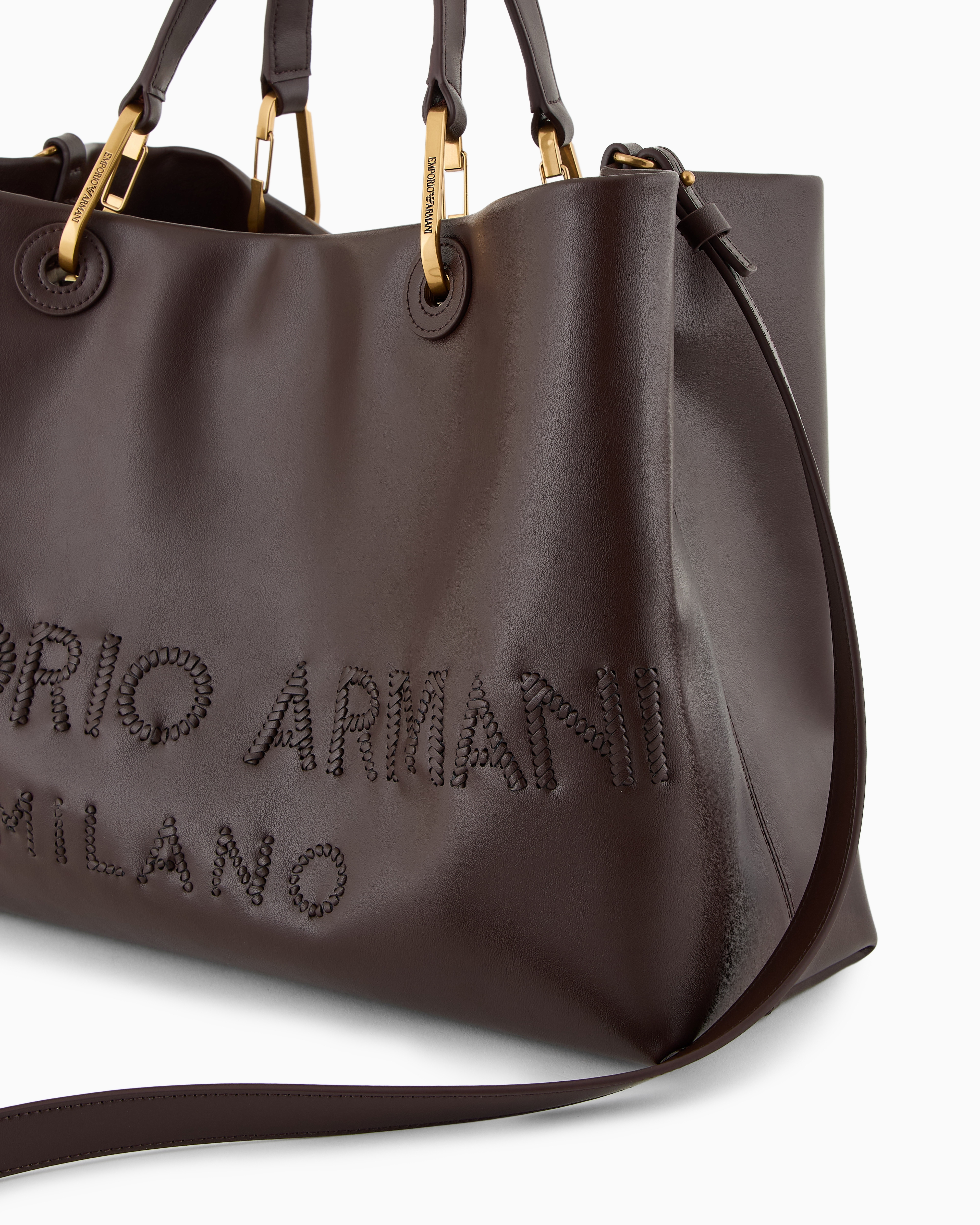 Emporio Armani Shoppers In Brown