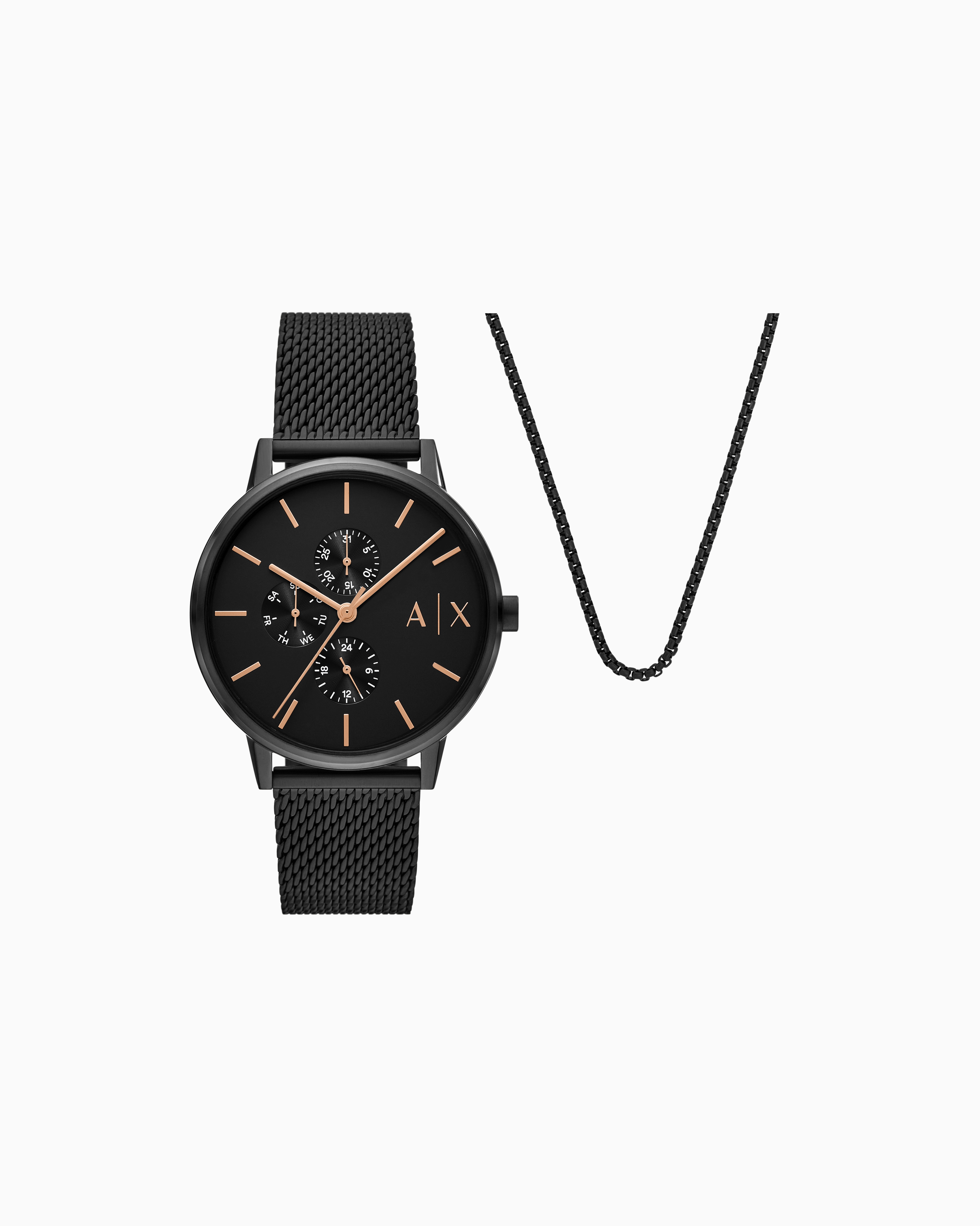 Armani Exchange -  Three-Hand Black  Watch and Bracelet Set, Man, Multicoloured, Size: TU
