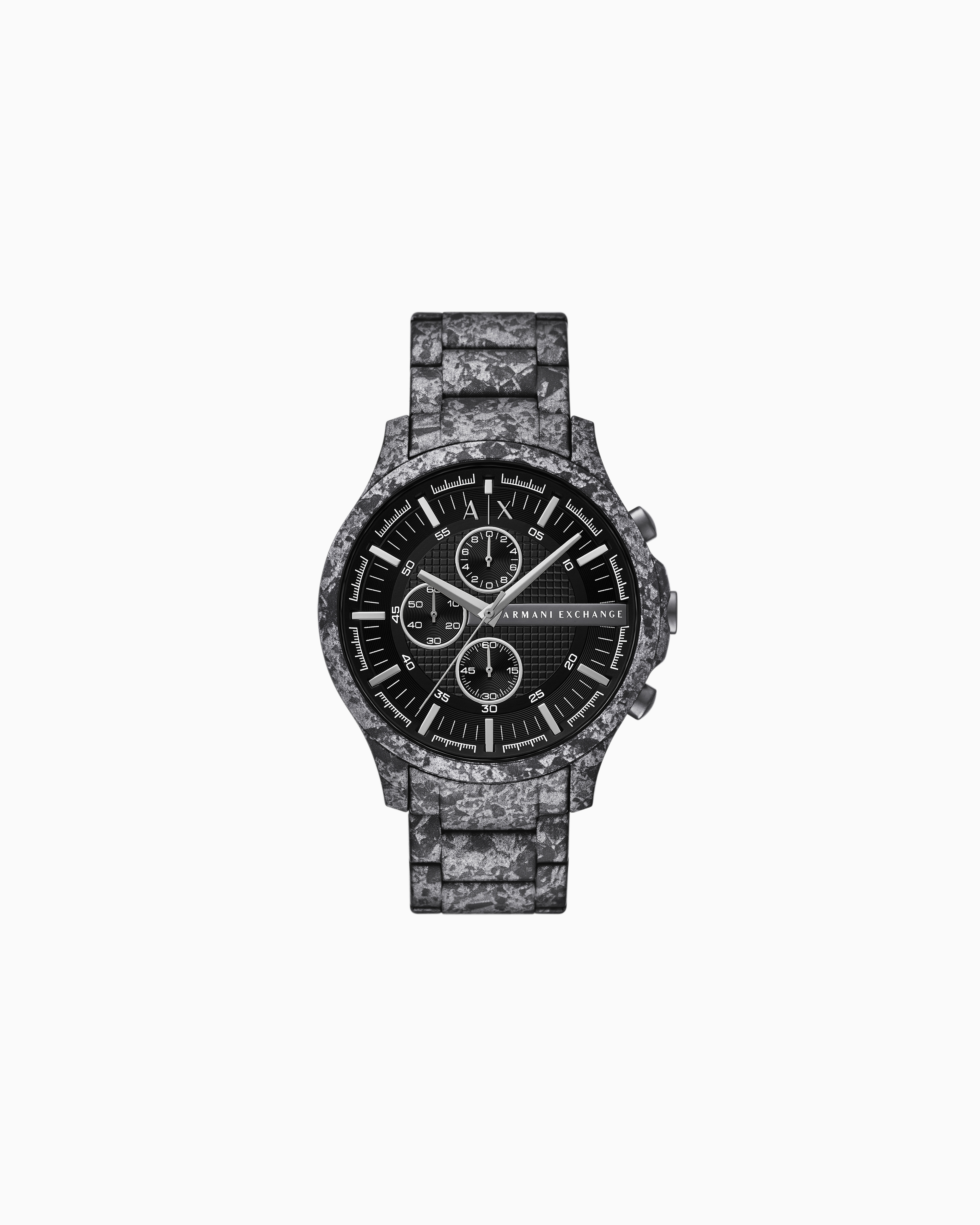 Armani Exchange Three-hand Date Black Stainless Steel Watch In Multicoloured