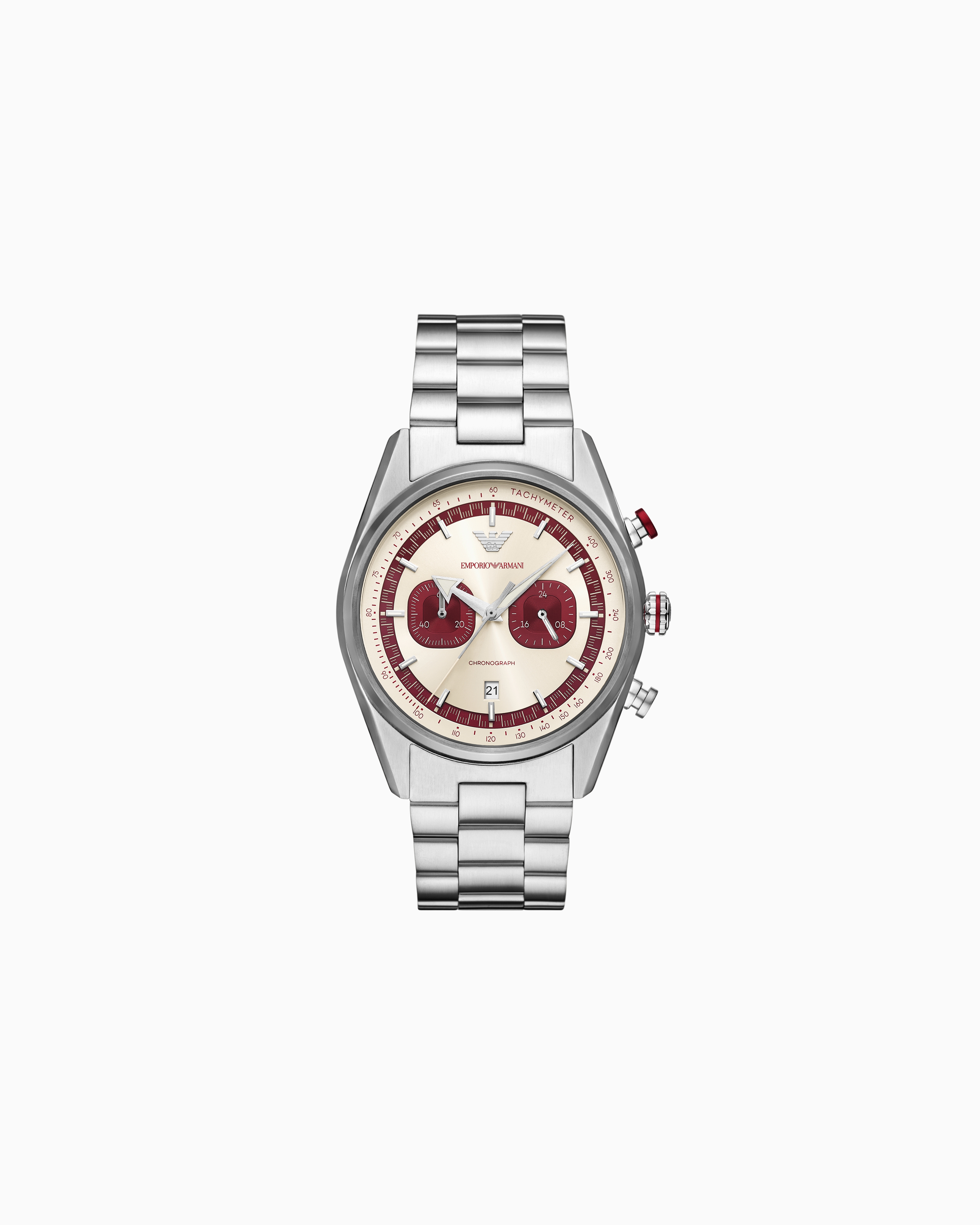 Emporio Armani Chronograph Stainless Steel Watch In Multicoloured