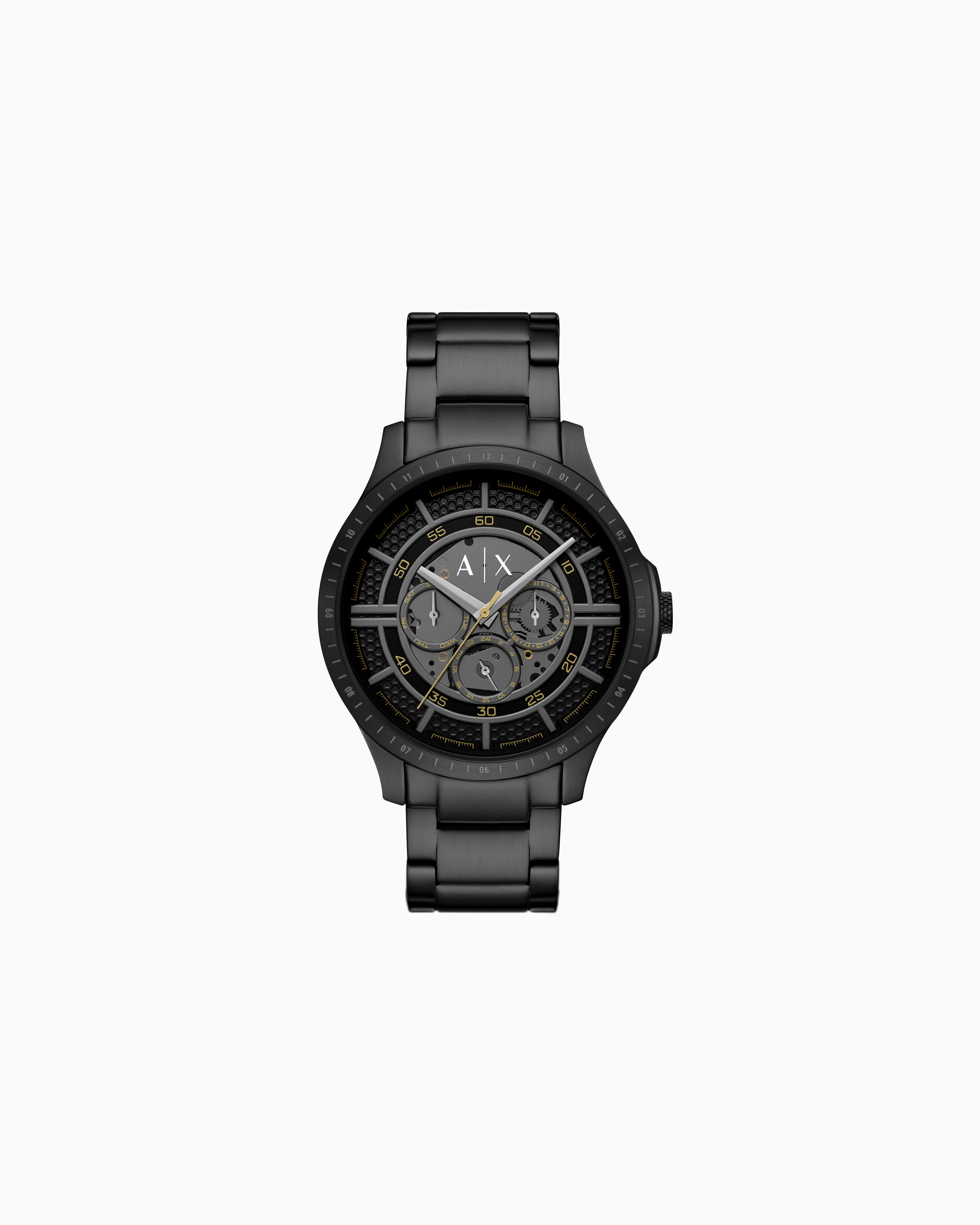 Armani Exchange Automatic Gunmetal Stainless Steel Watch In Multicoloured