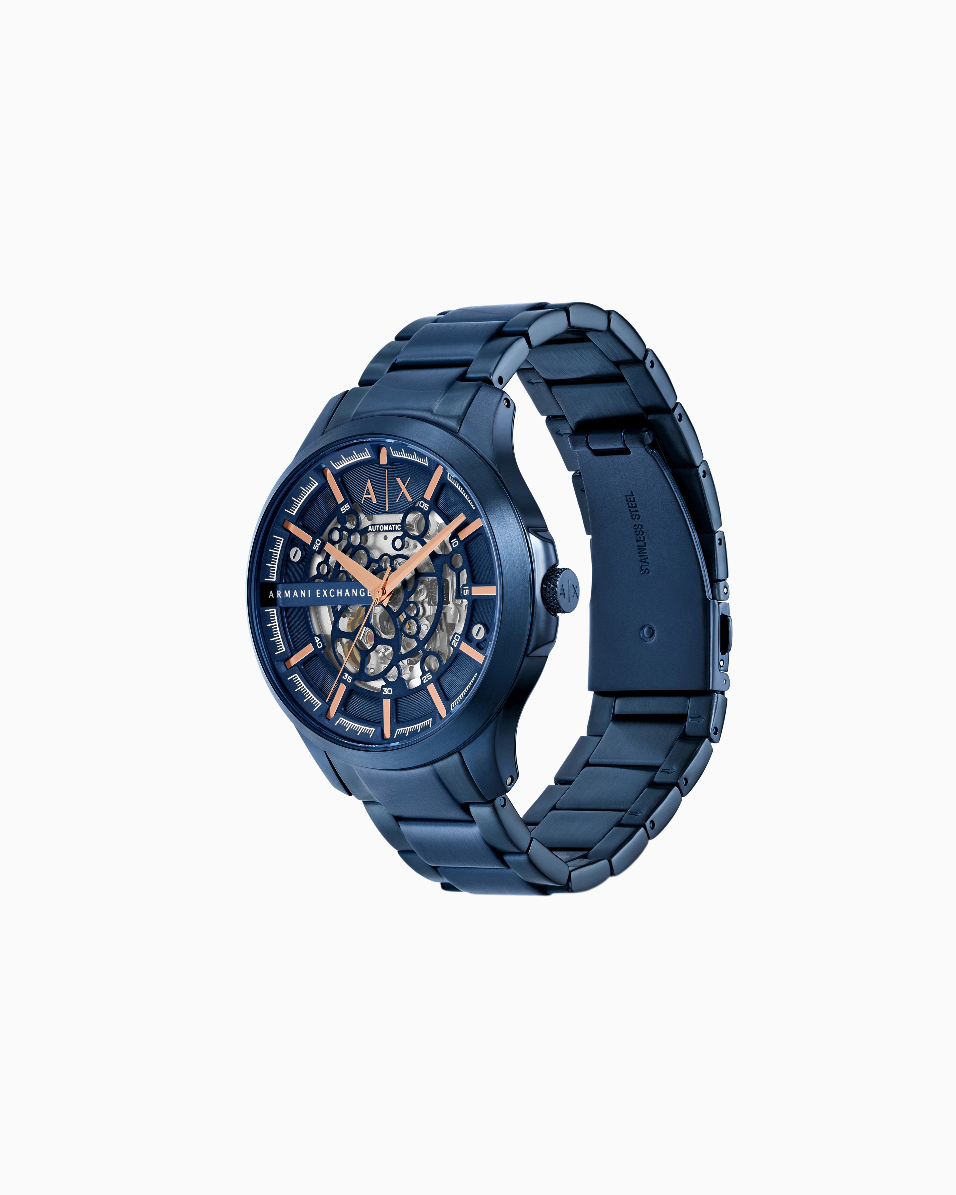 Armani Exchange Multifunction Blue Stainless Steel Watch In Multicoloured