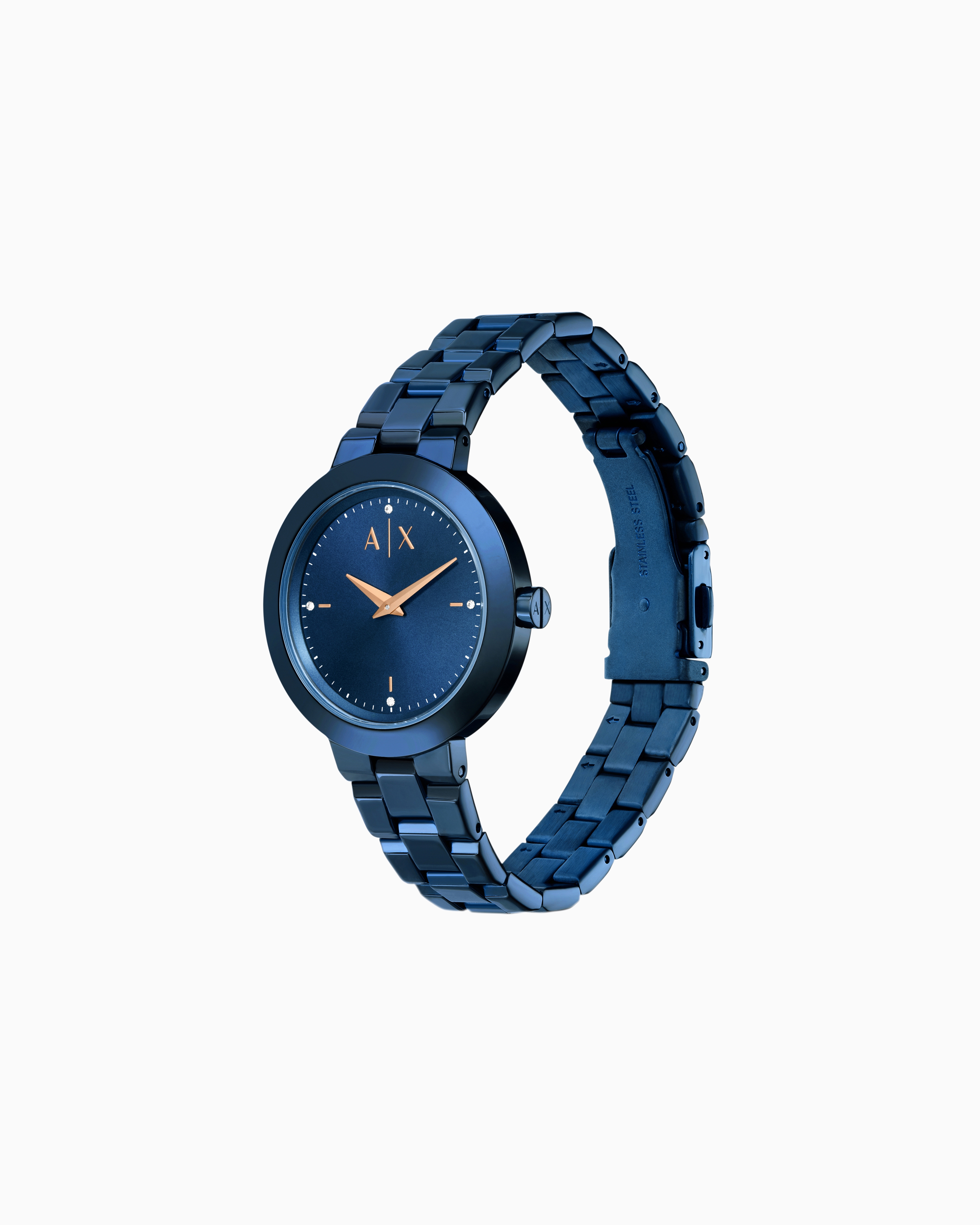 Armani Exchange Automatic Blue Stainless Steel Watch In Multicoloured