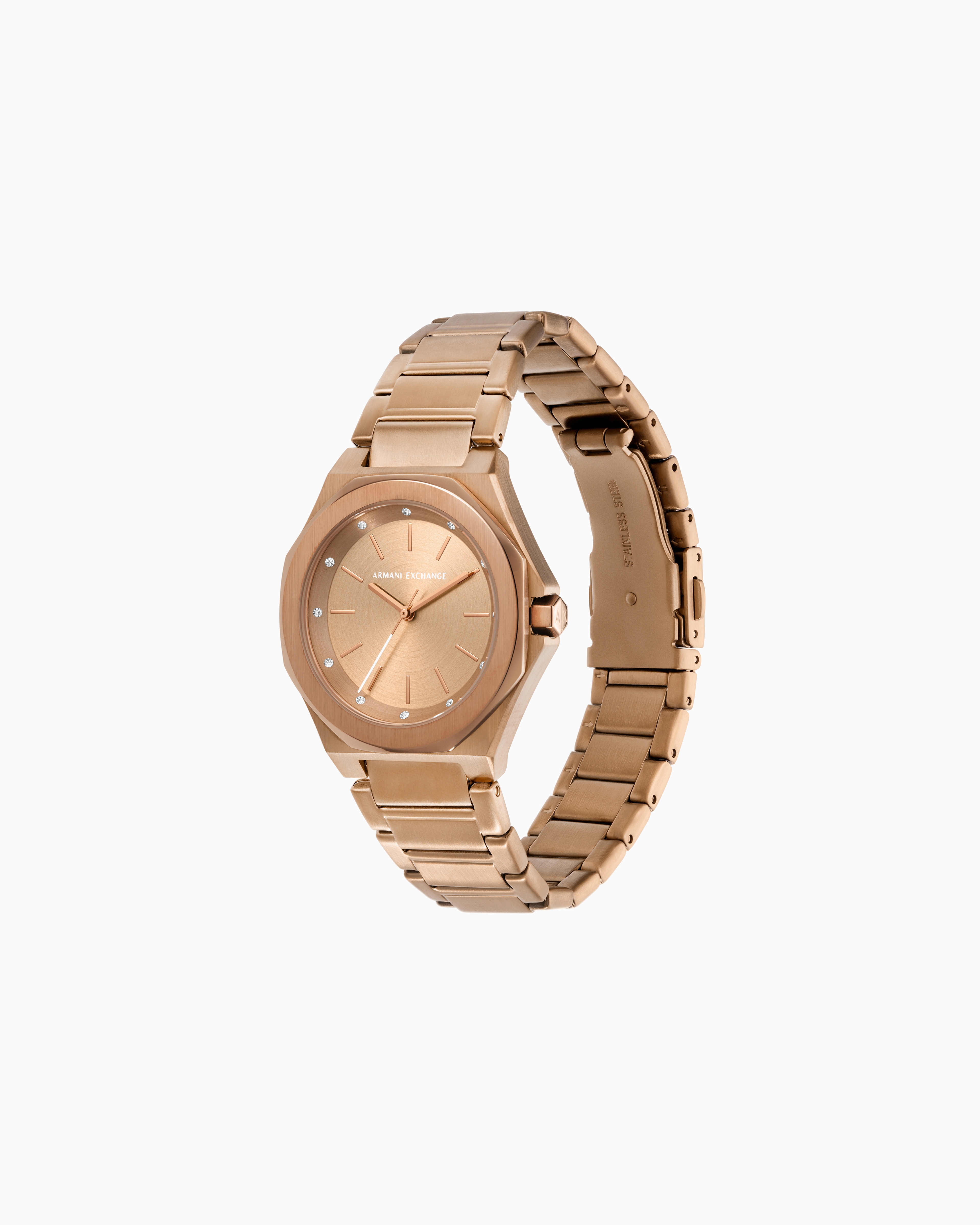 Armani Exchange Three-hand Gold-tone Stainless Steel Watch In Multicoloured