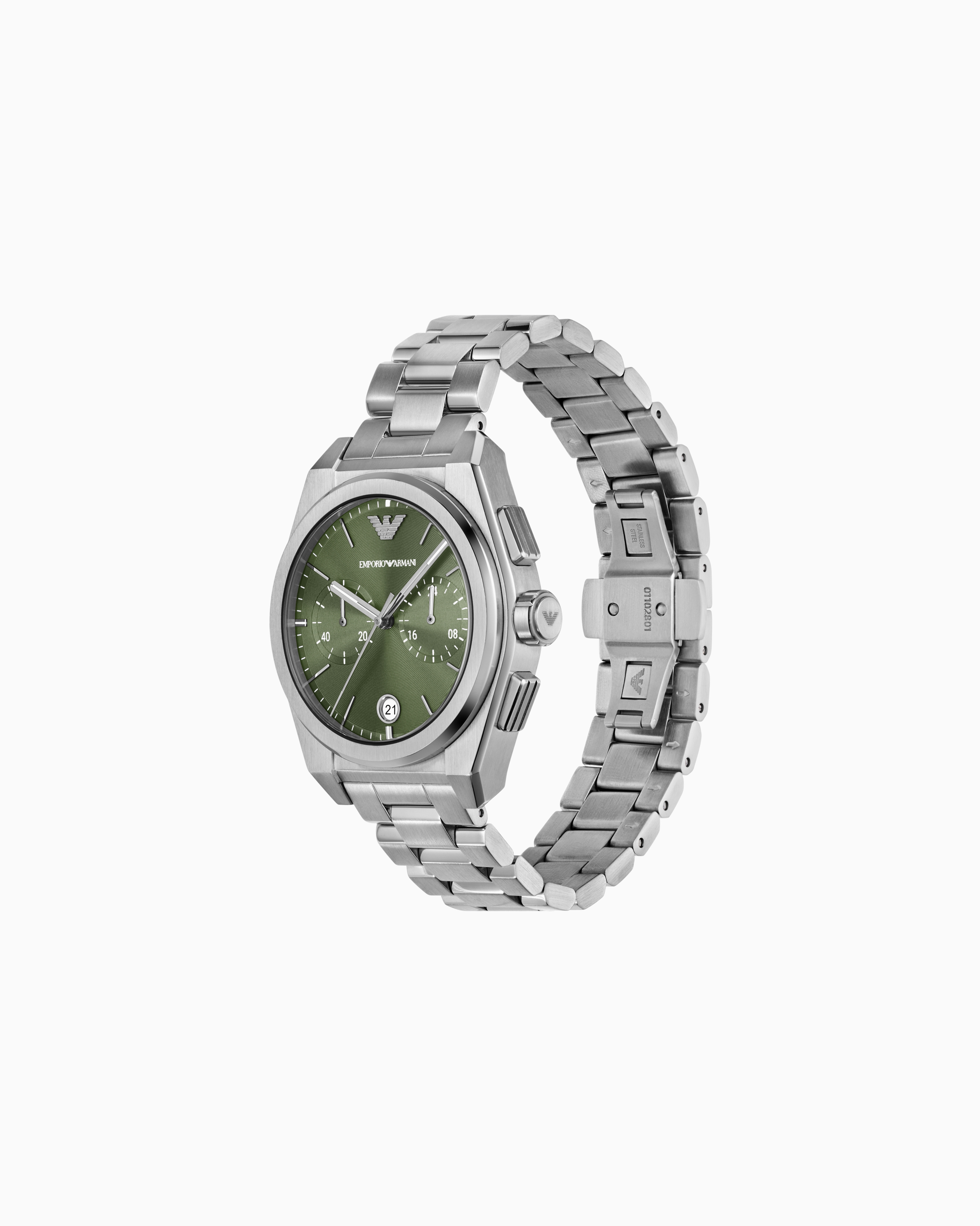 Emporio Armani Chronograph Stainless Steel Watch In Multicoloured