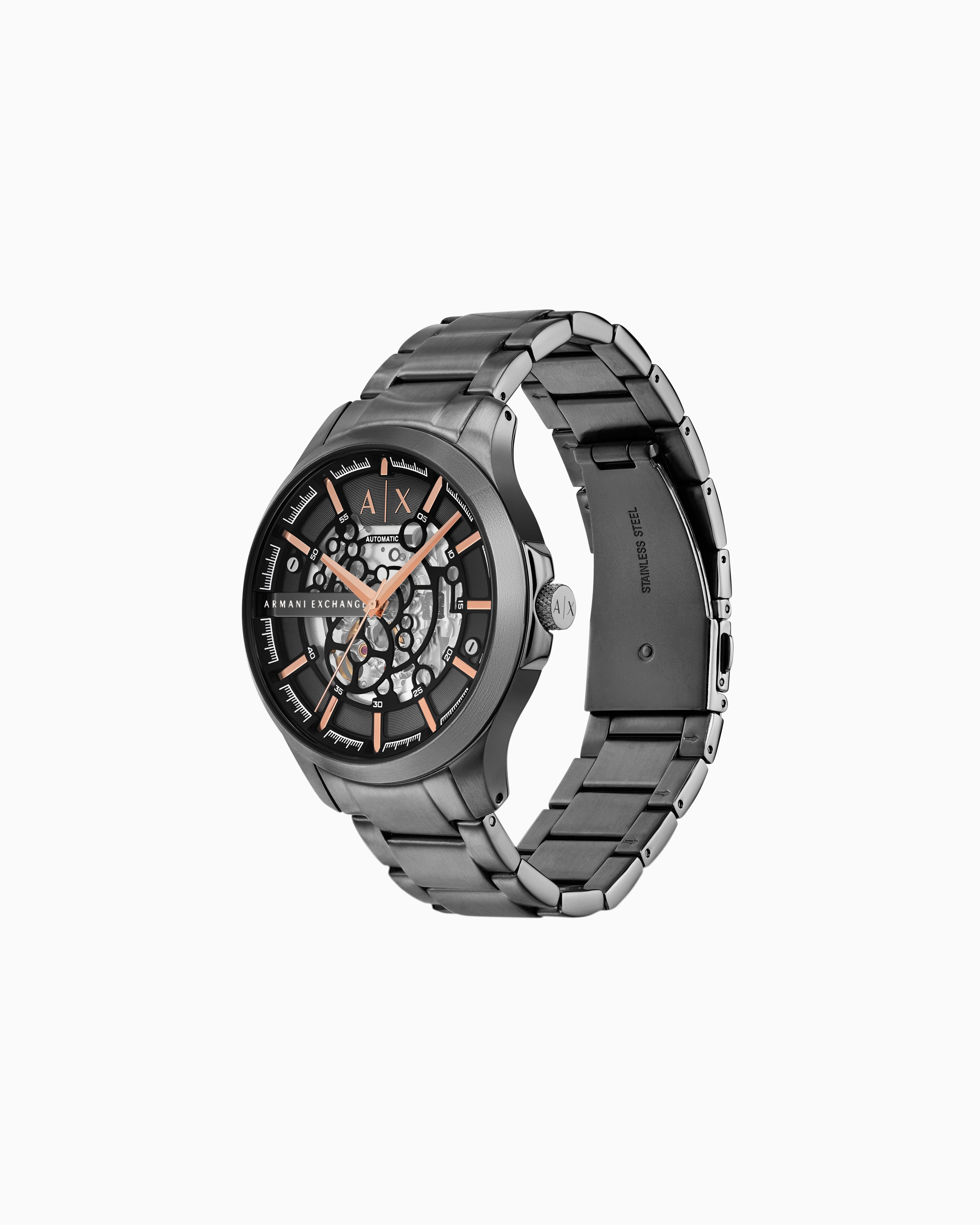 Armani Exchange Chronograph Black Stainless Steel Watch In Mehrfarbig