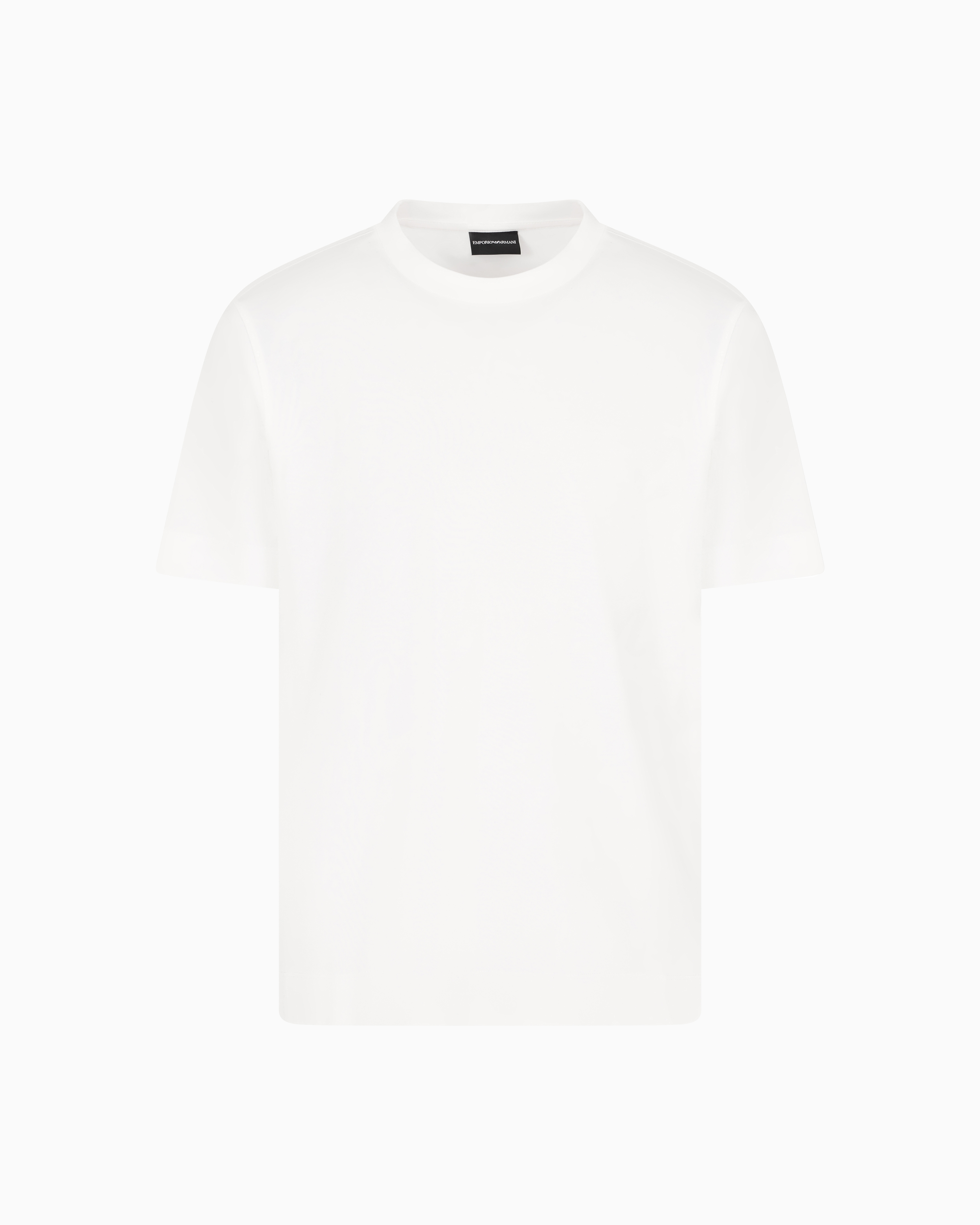 Emporio Armani White Logo Embroidery T-shirt In White