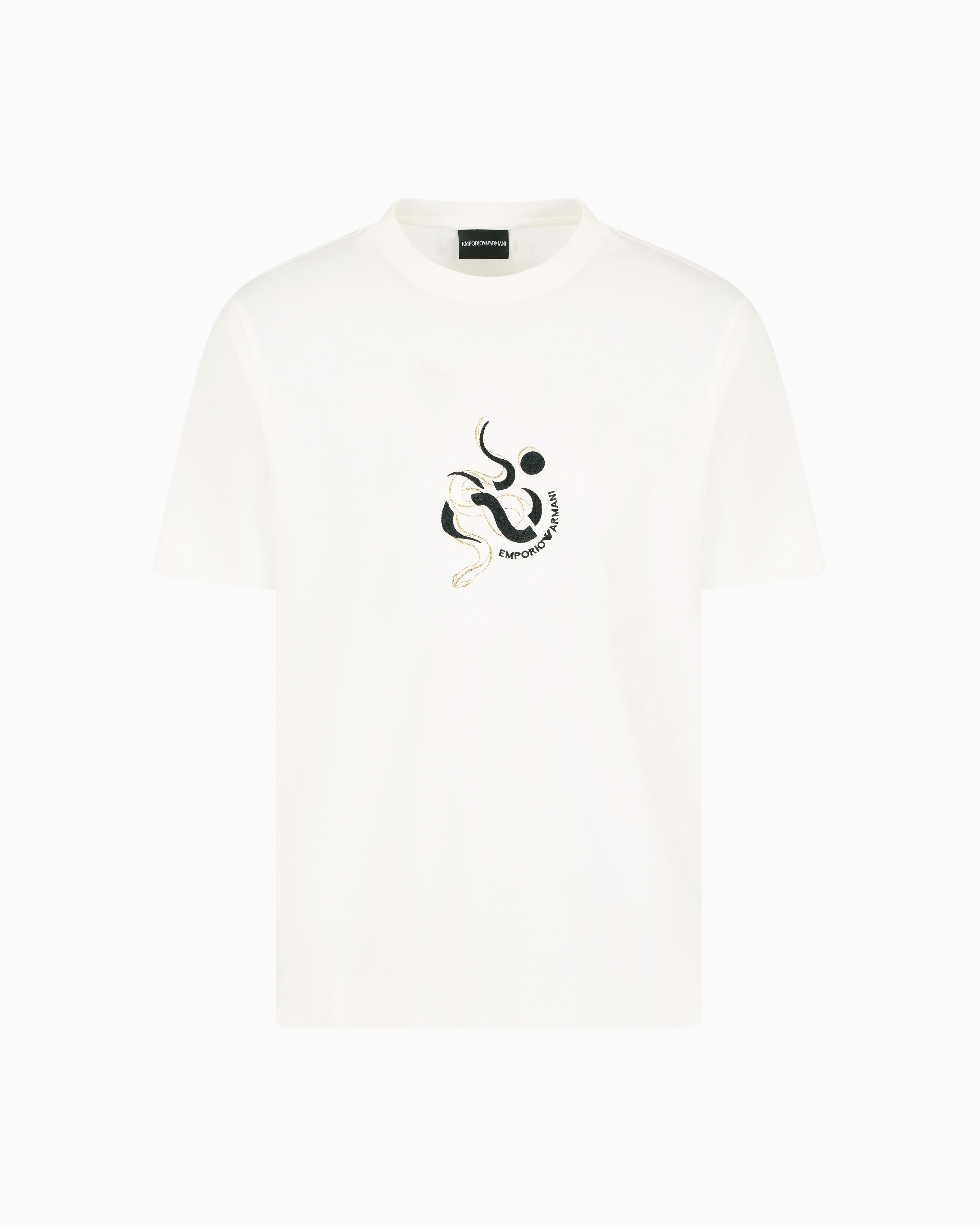 Emporio Armani Asv Lyocell Blend Jersey T-shirt With Lunar New Year Embroidery In White