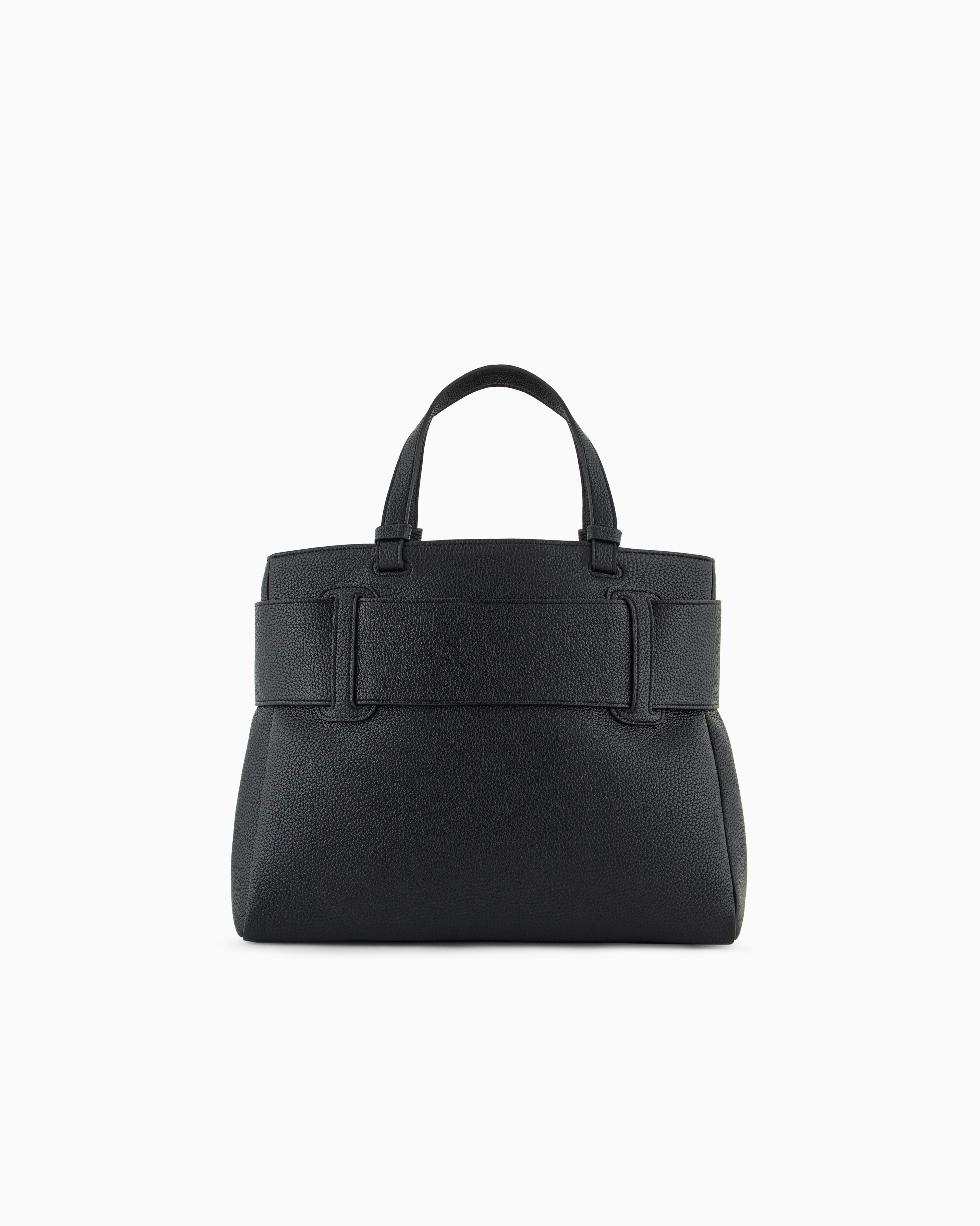 Armani Exchange Large Tote Bag With Double Handles And Shoulder Strap In Black