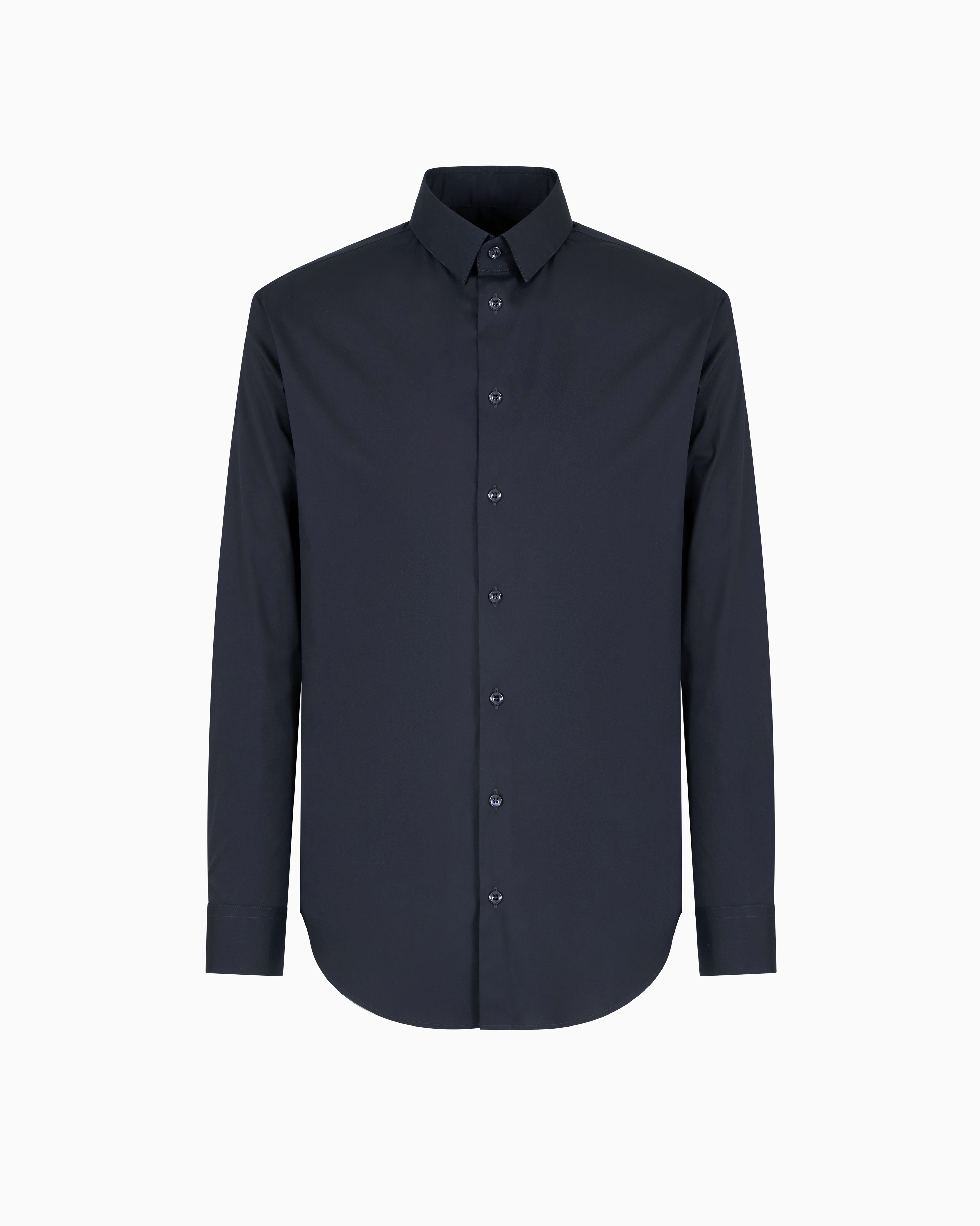 Giorgio Armani Slim-fit Shirt In Cotton Poplin In Blue