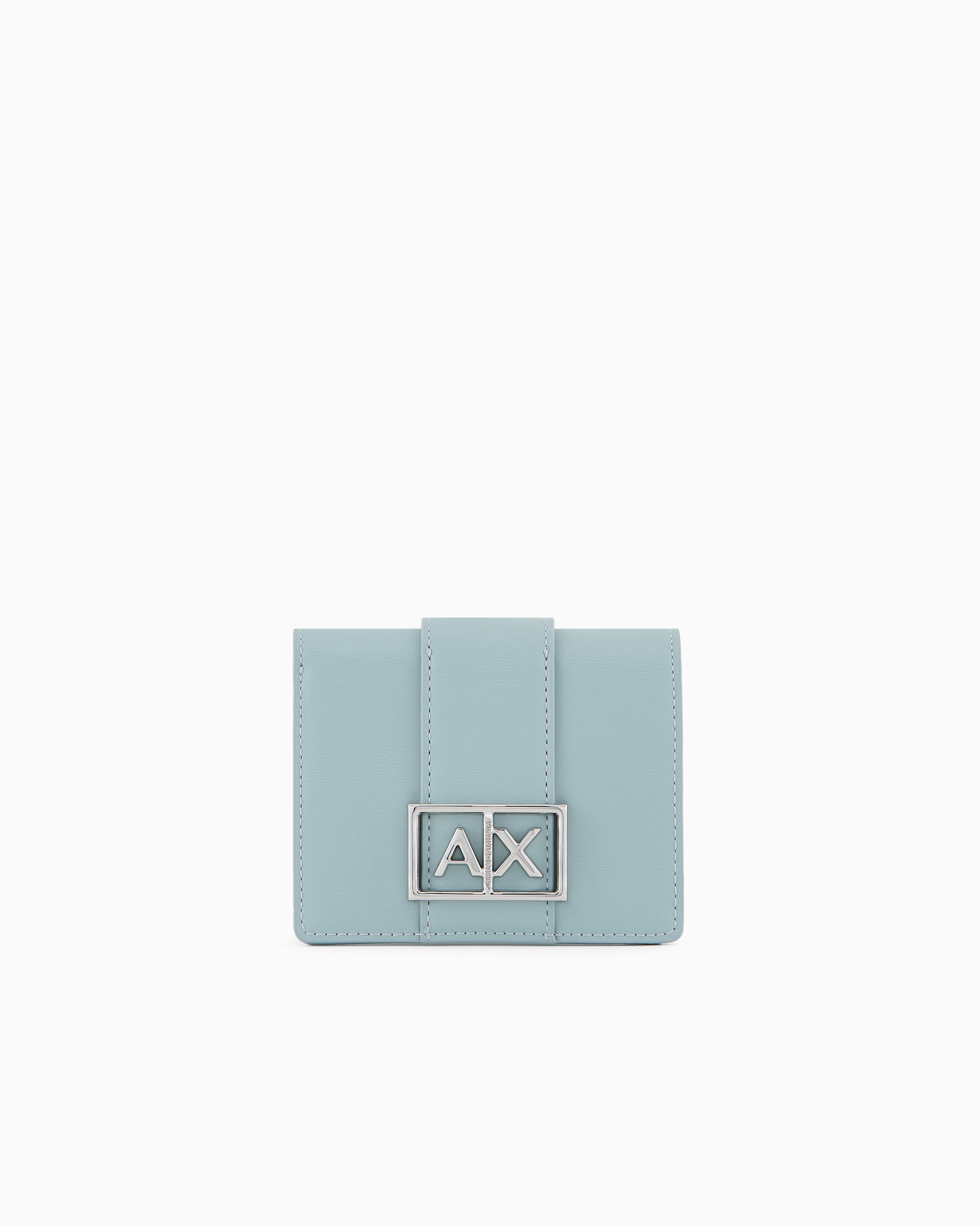 Armani Exchange Small Wallet With Asv Logo In Light Blue