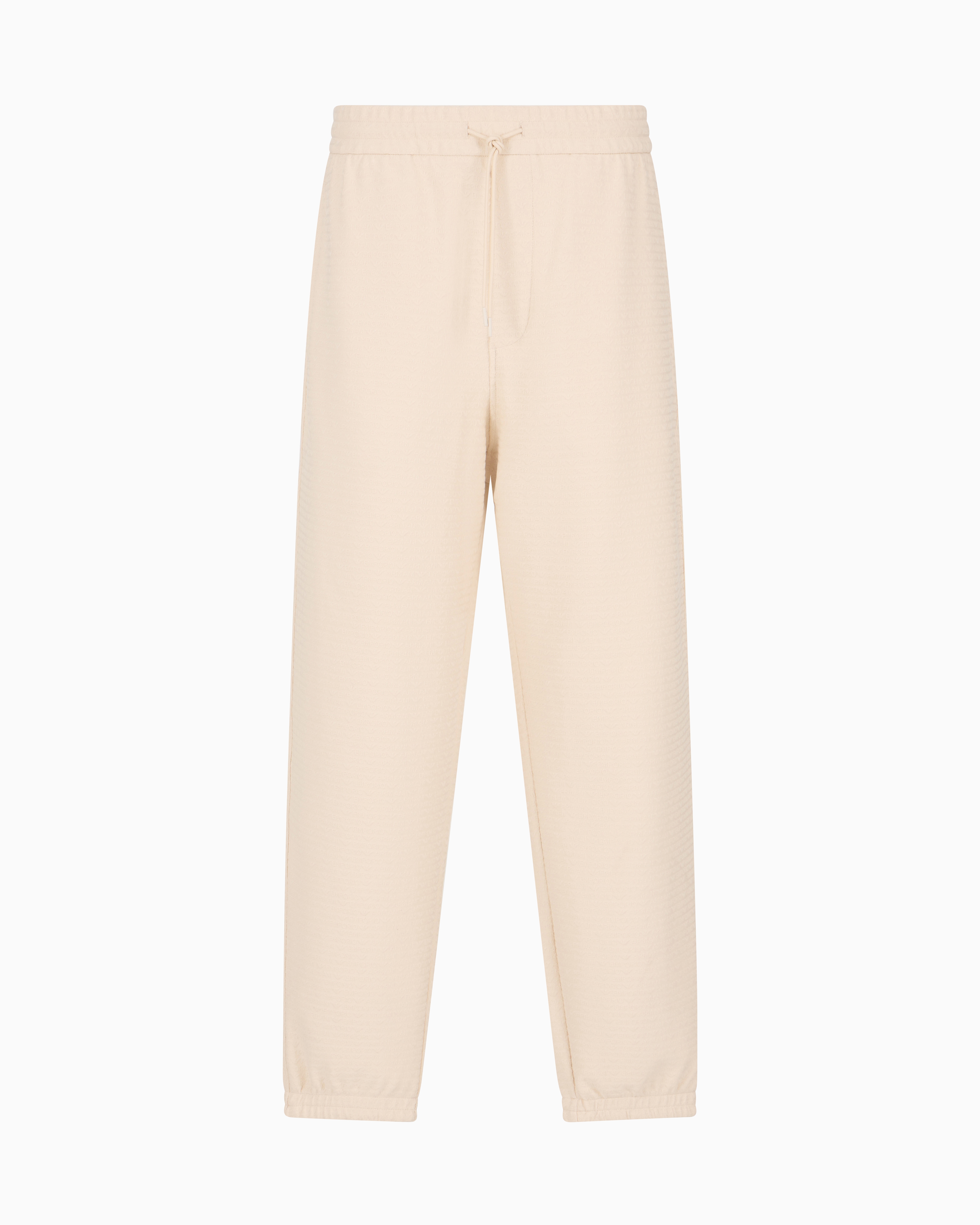 Emporio Armani Asv Lyocell Blend Jersey Joggers With All-over Lettering In Beige