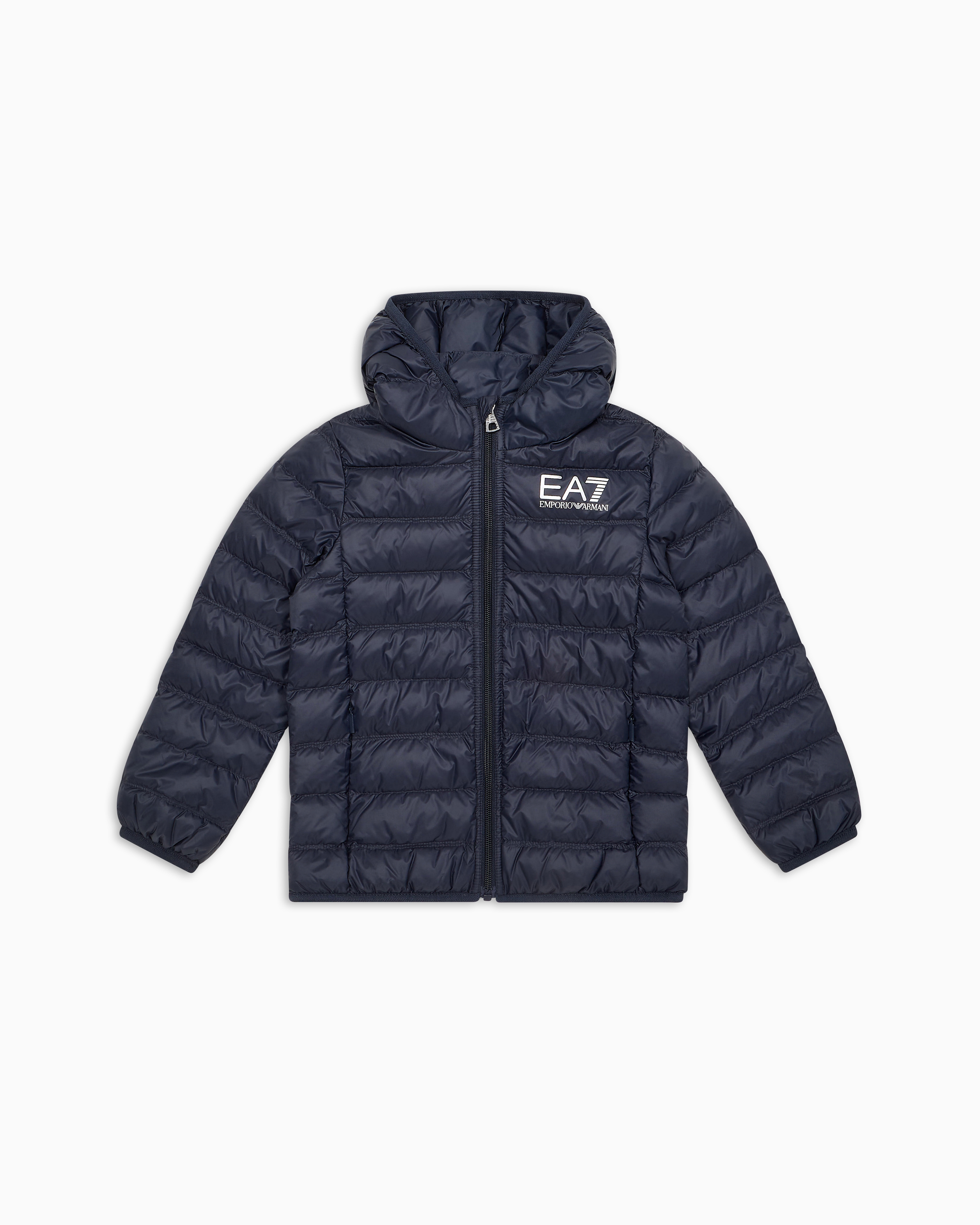 Ea7 Core Identity Boy Packable Puffer Jacket In Navy Blue
