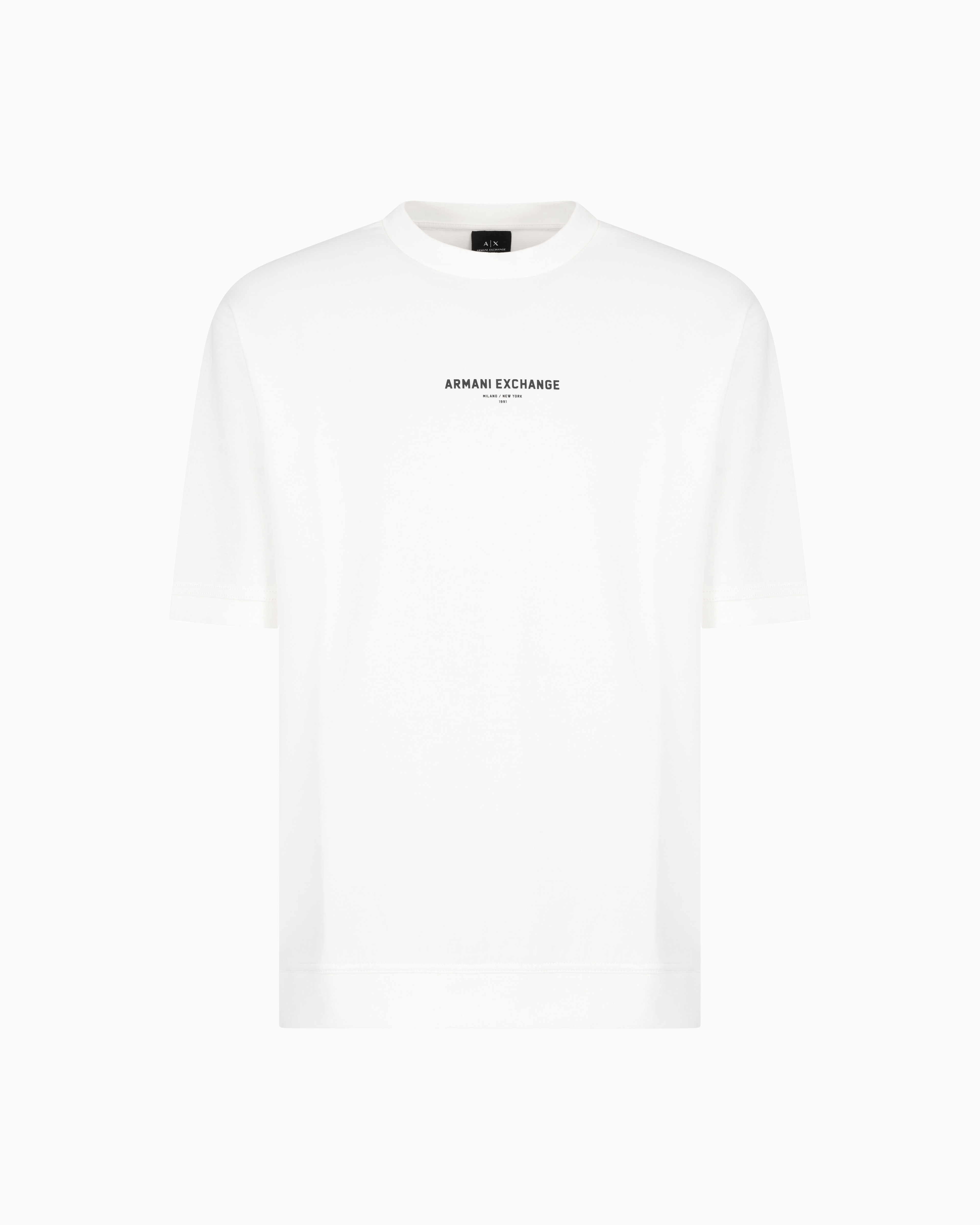 Armani Exchange Milano/new York Short Sleeve Crewneck Sweatshirt In White