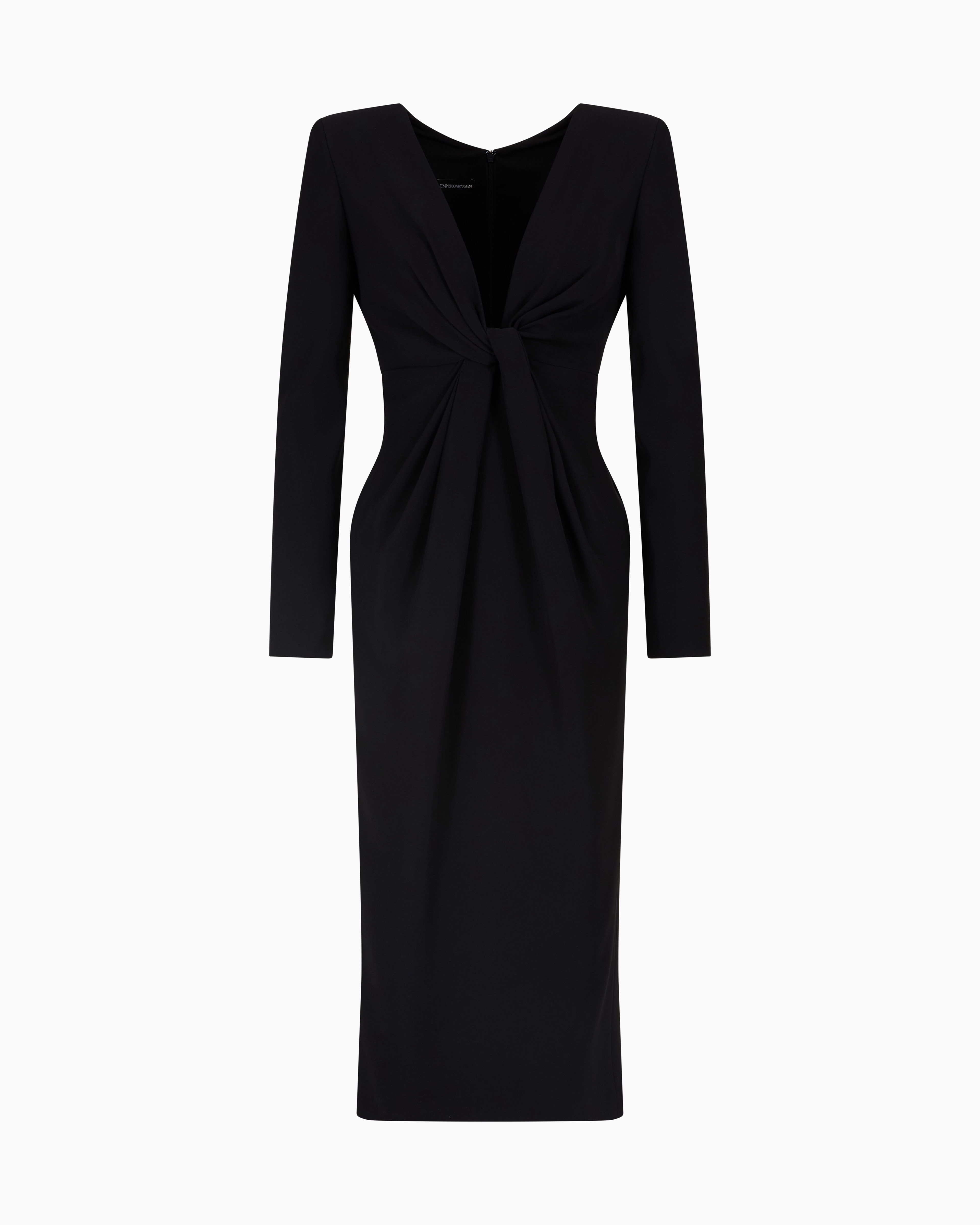 Emporio Armani Technical-cady Midi Dress With Torchon In Black