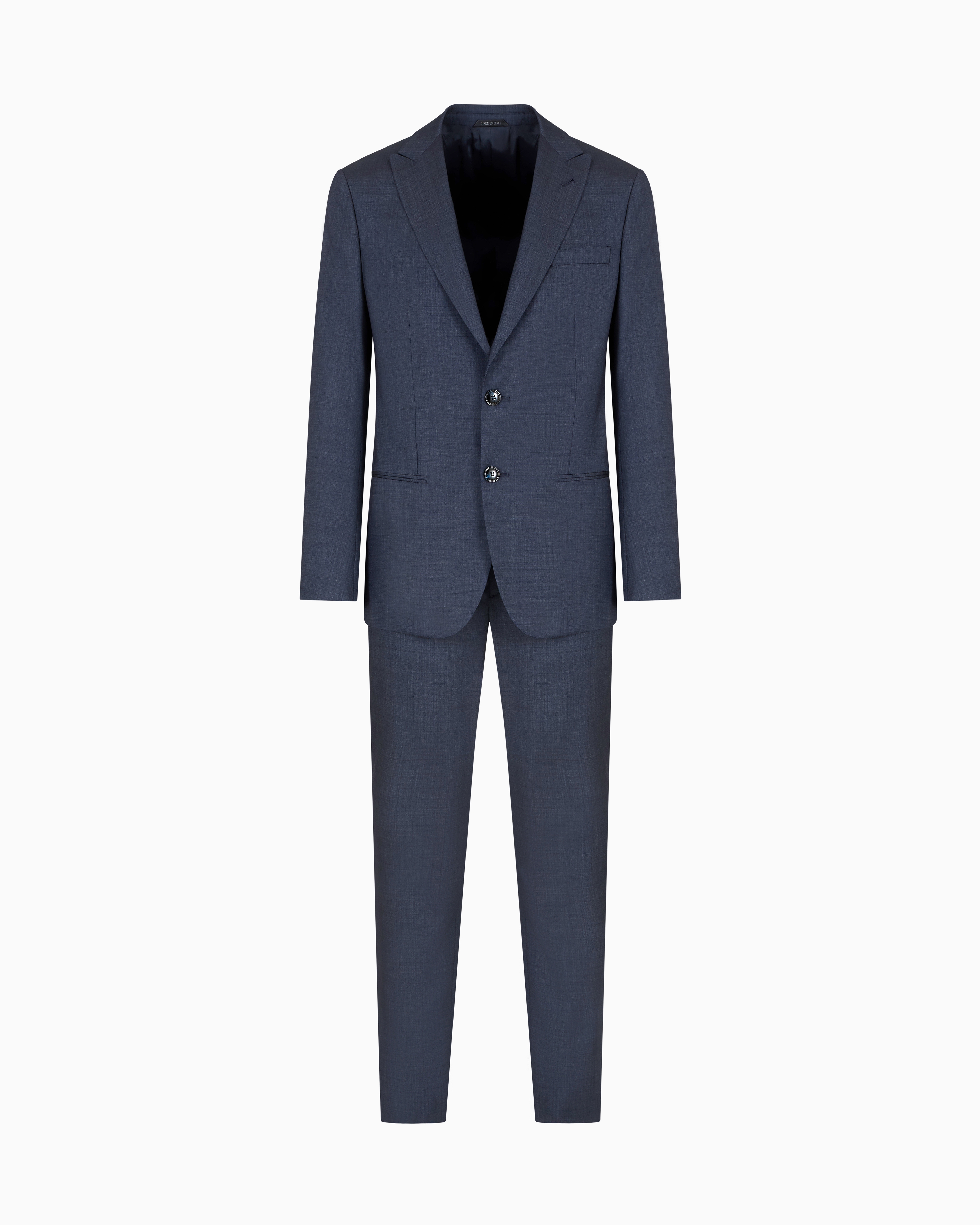 Giorgio Armani Soho Line Single-breasted Suit In A Chambray-effect Wool And Silk In Blue