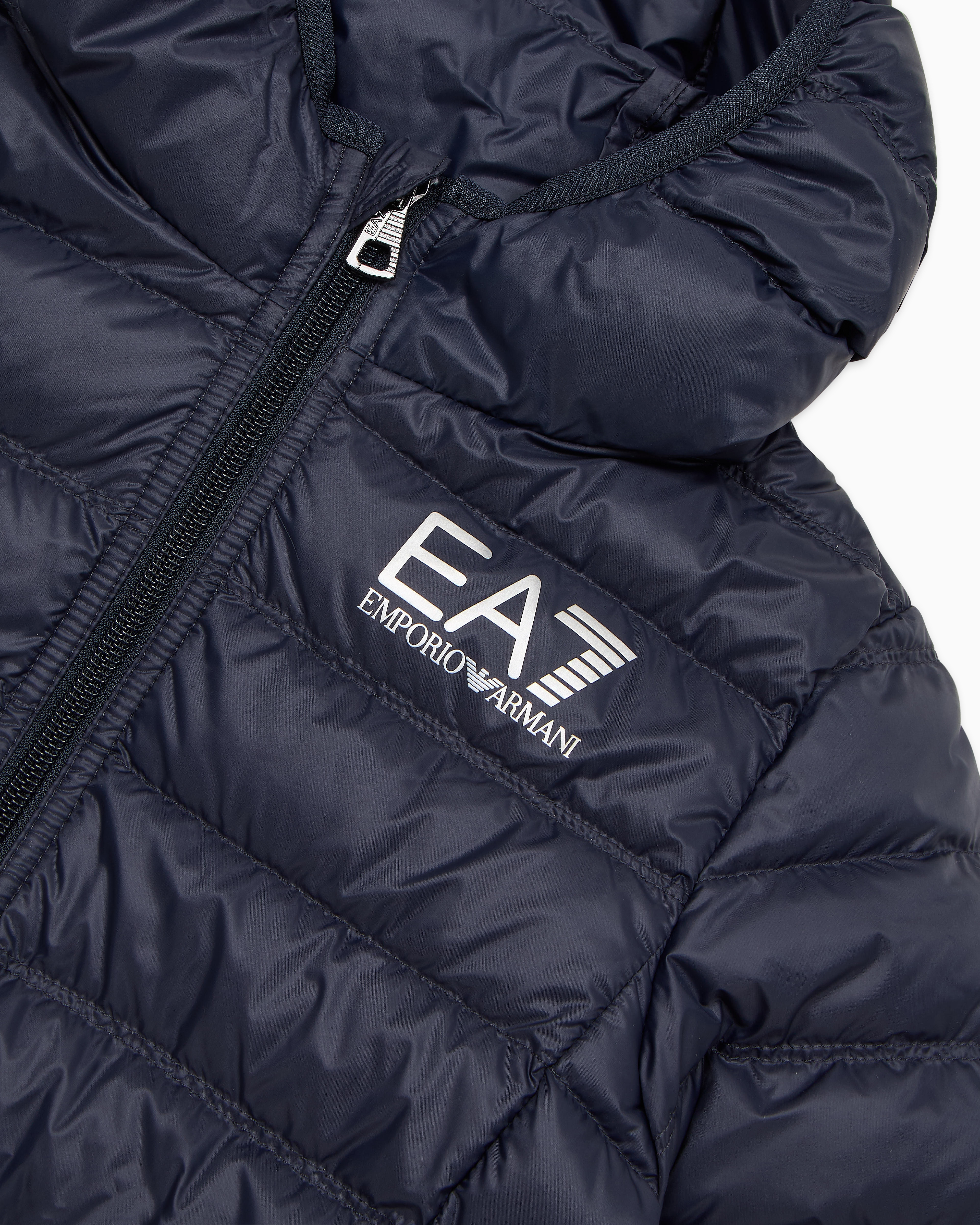 Ea7 Core Identity Boy Packable Puffer Jacket In Navy Blue