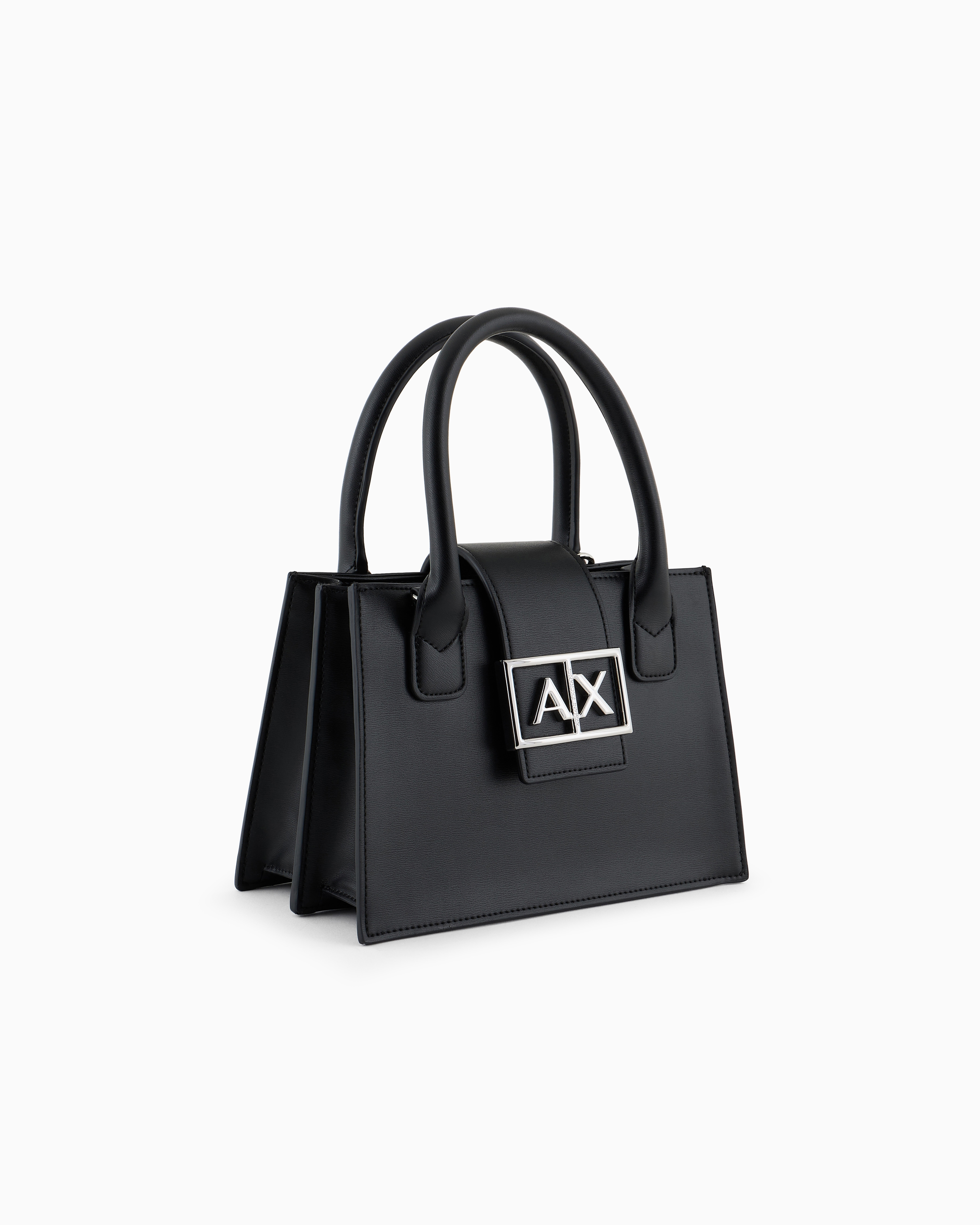 Armani Exchange Asv Small Trapeze Handbag In Black