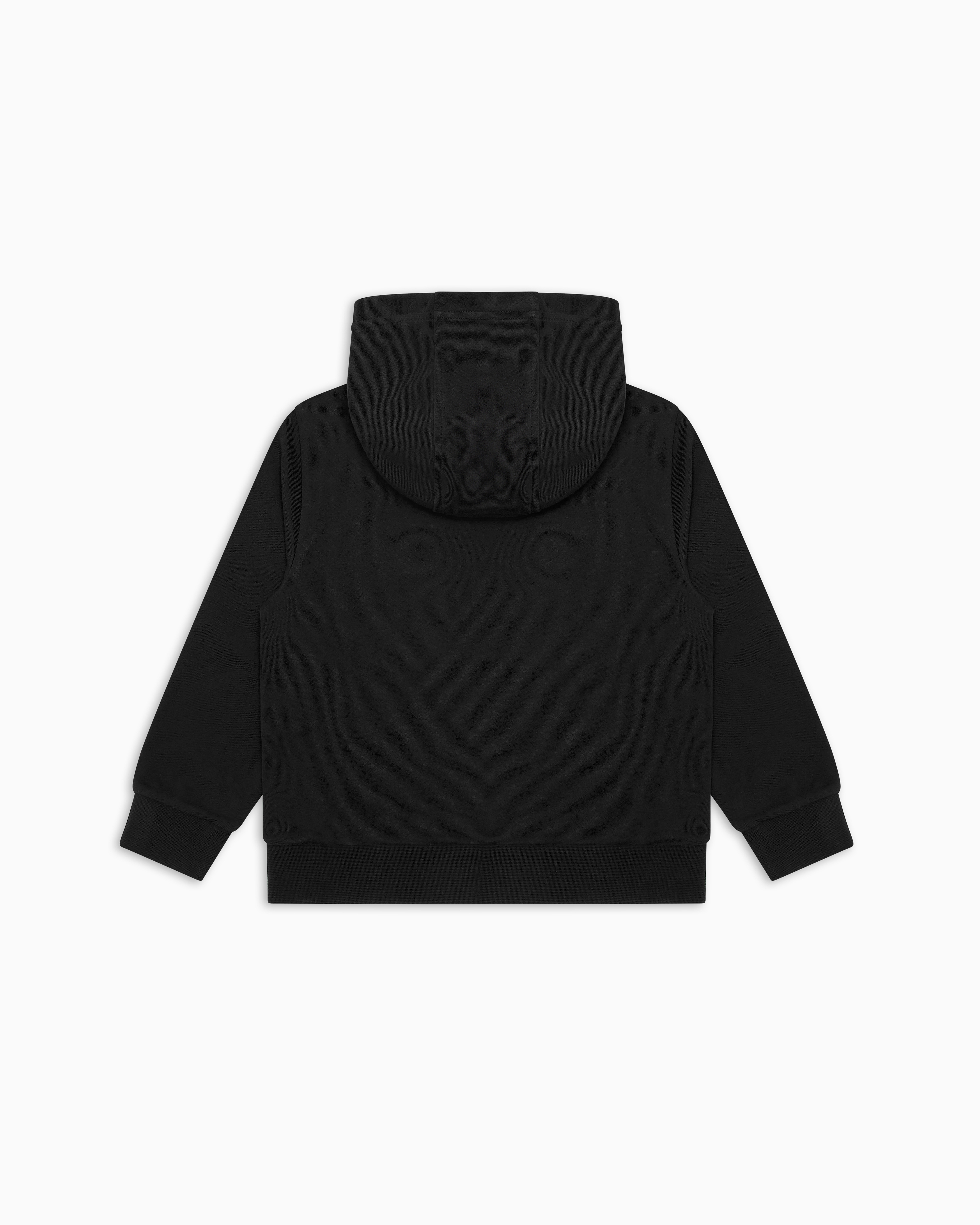 Ea7 Core Identity Boy Cotton Hooded Sweatshirt In Black