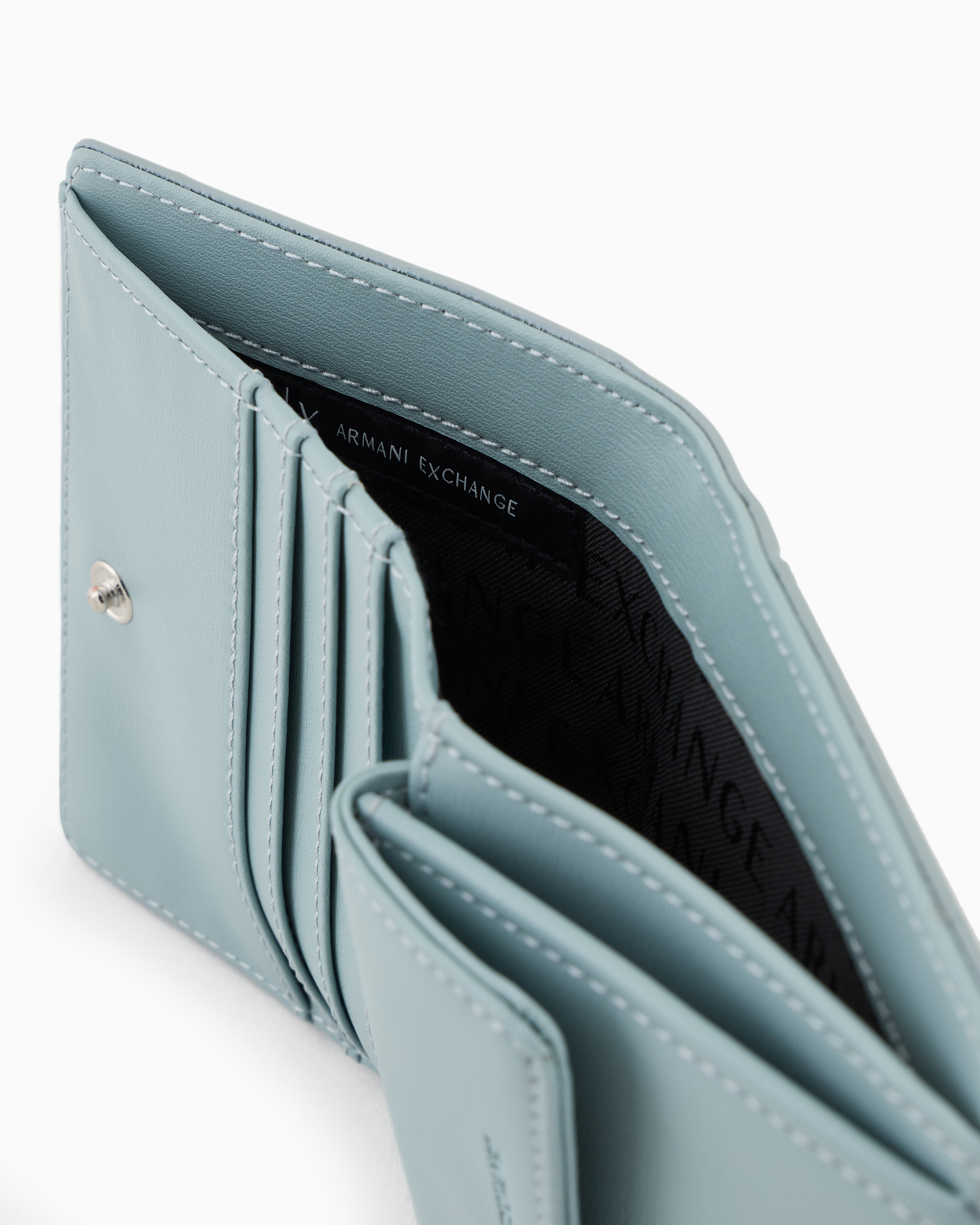 Armani Exchange Small Wallet With Asv Logo In Light Blue