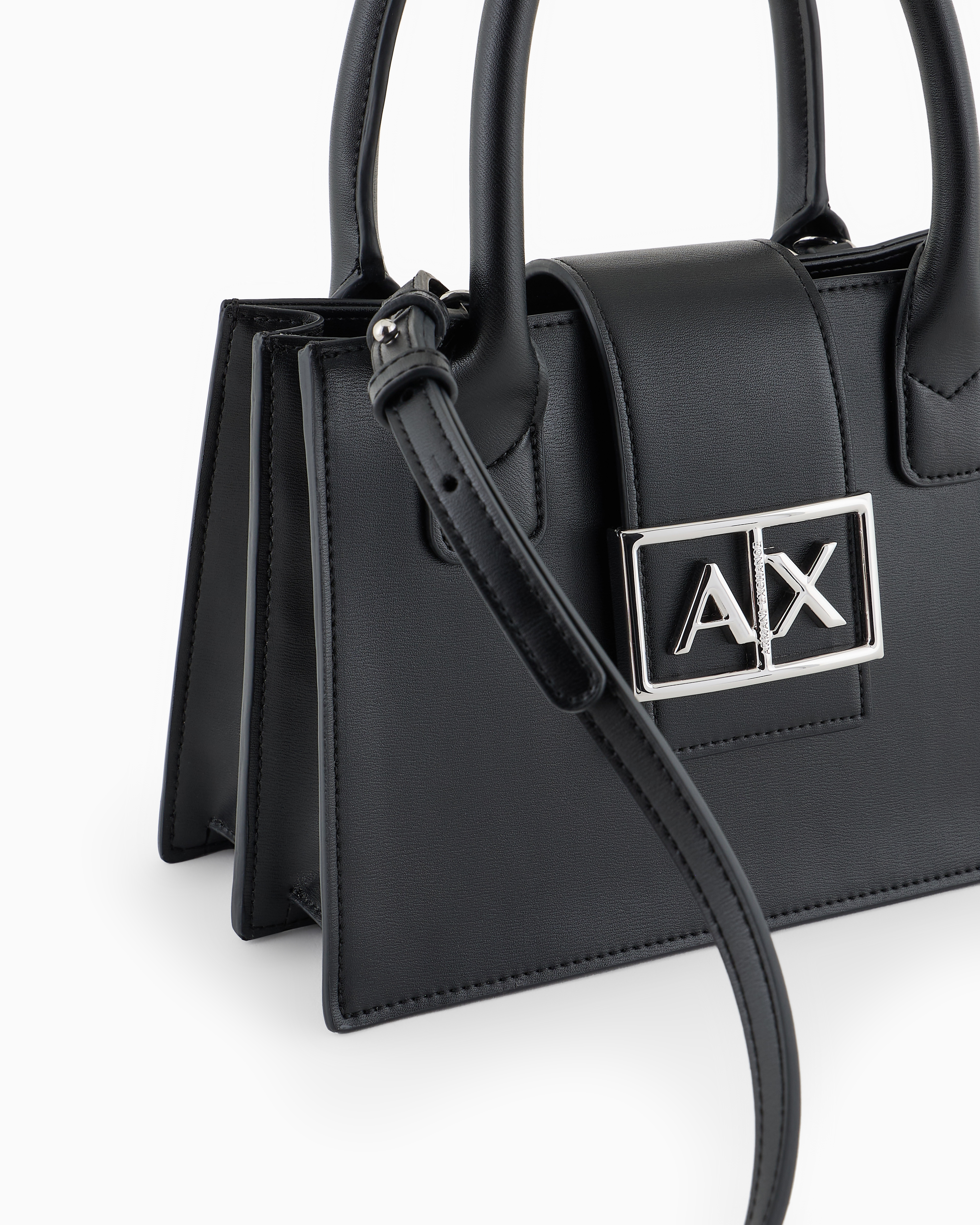 Armani Exchange Asv Small Trapeze Handbag In Black