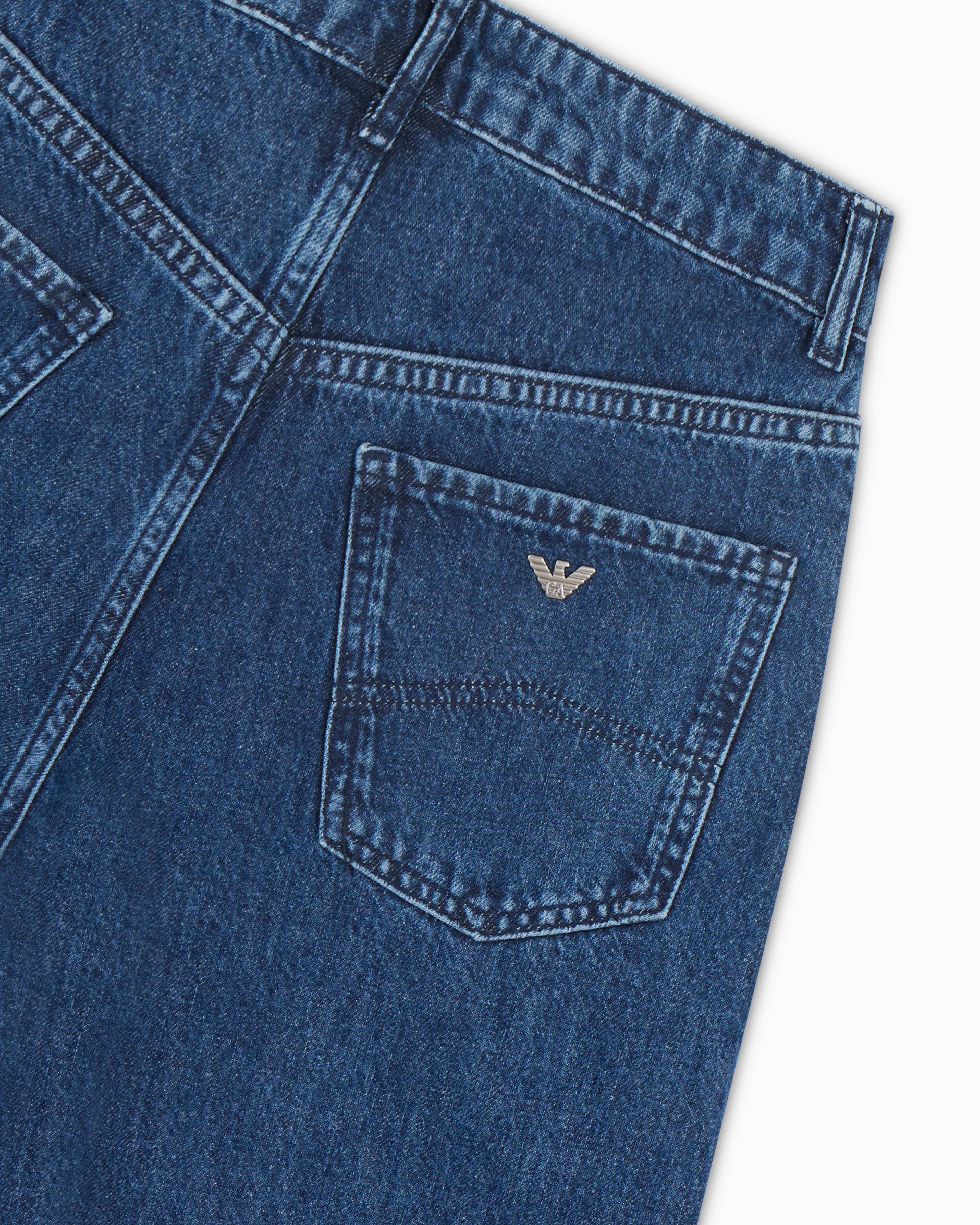 Emporio Armani J8b Mid-rise Wide-leg Denim Jeans With All-over Rhinestones In Blue