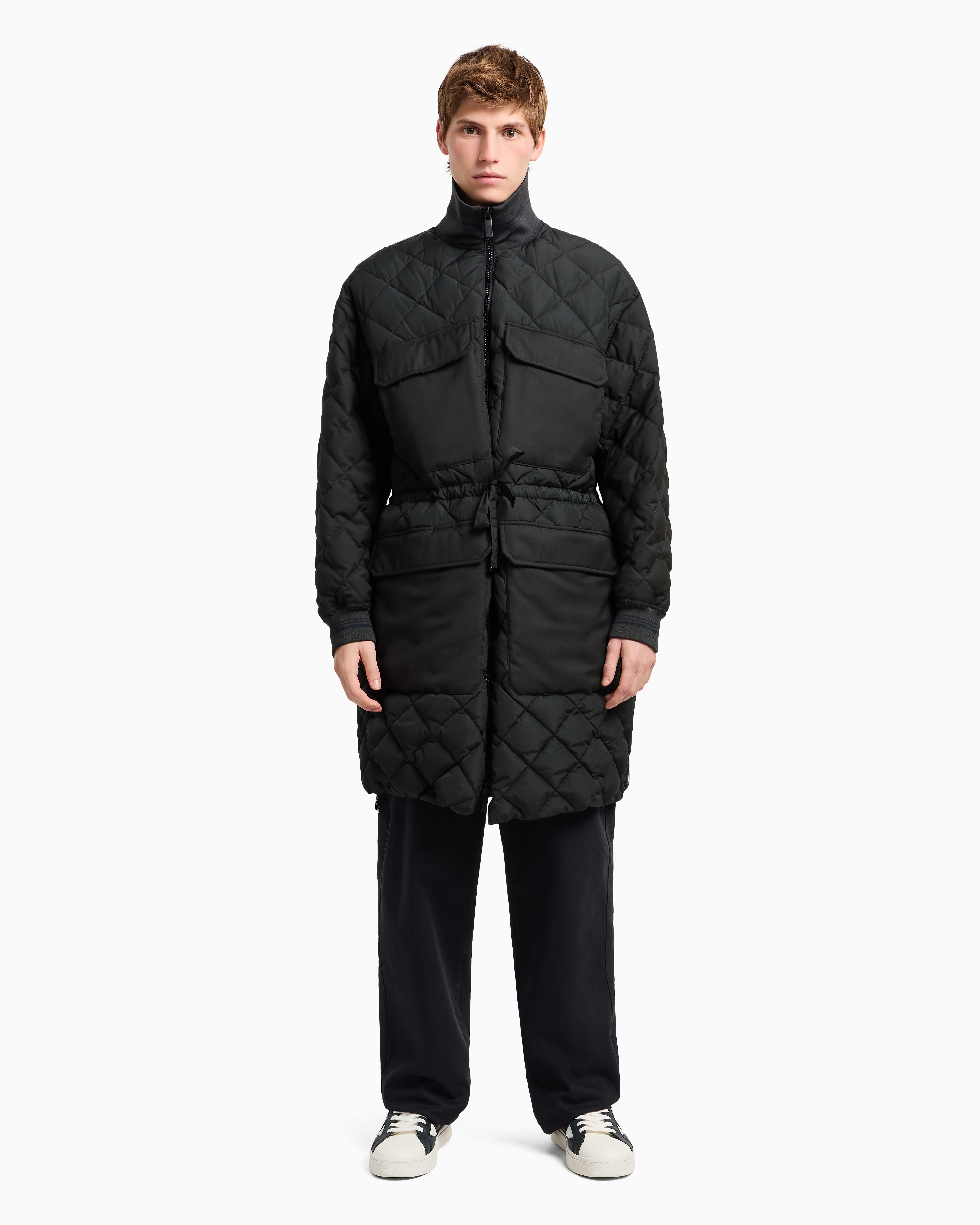 Armani Exchange Quilted Jacket With Max Pockets In Green