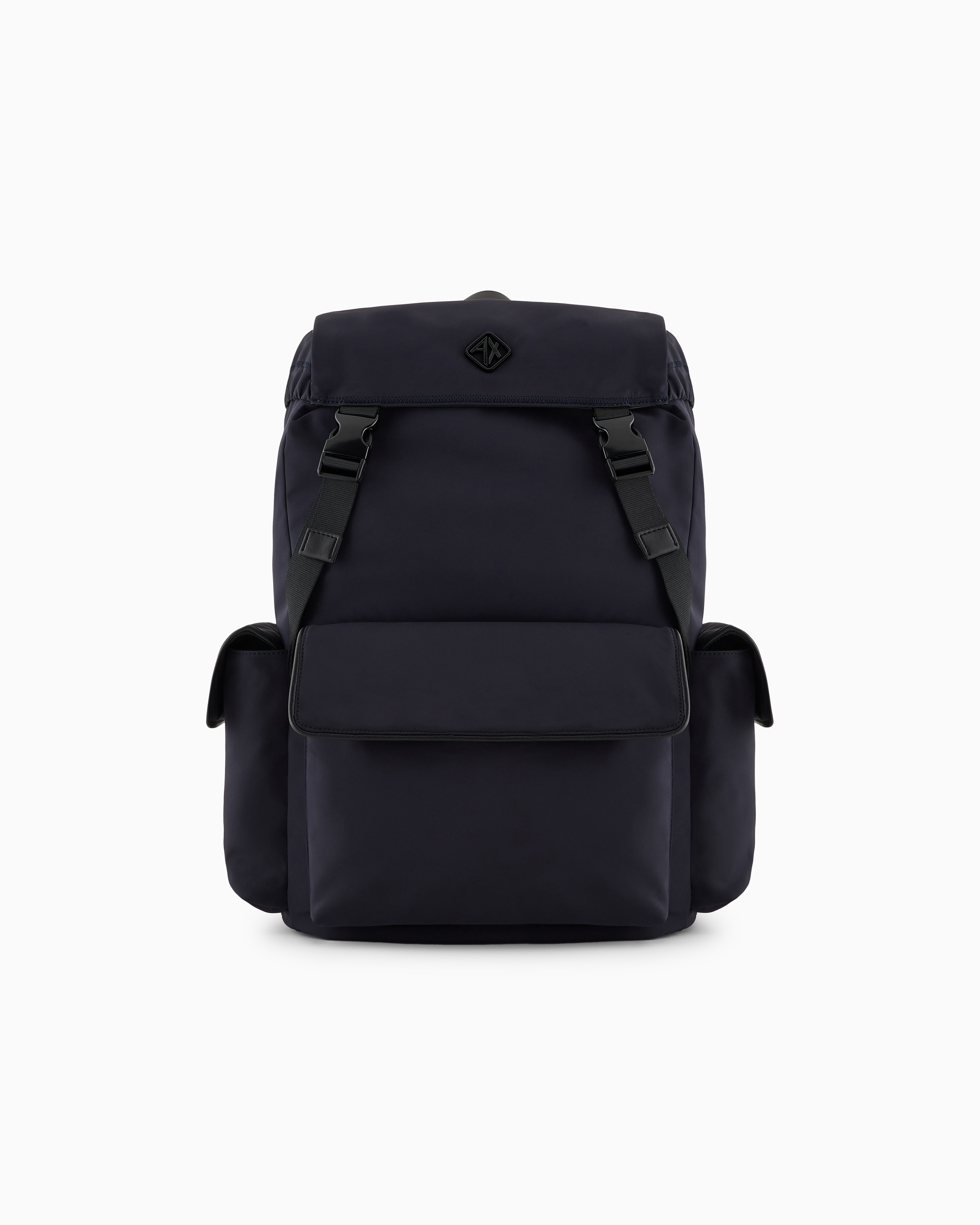 Armani Exchange Rectangular Backpack With External Pockets In Navy Blue