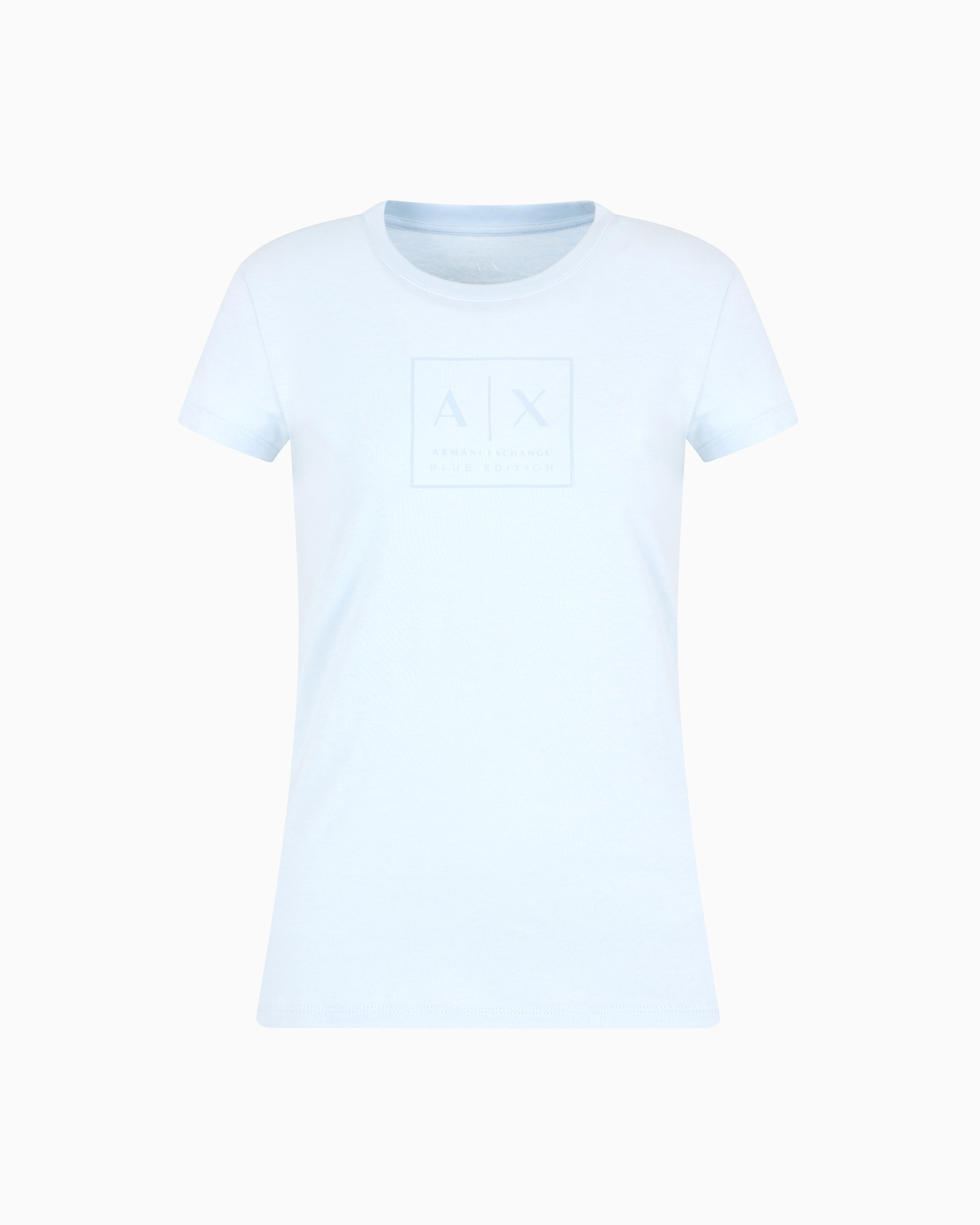 Armani Exchange Slim Fit T-shirts In Light Blue