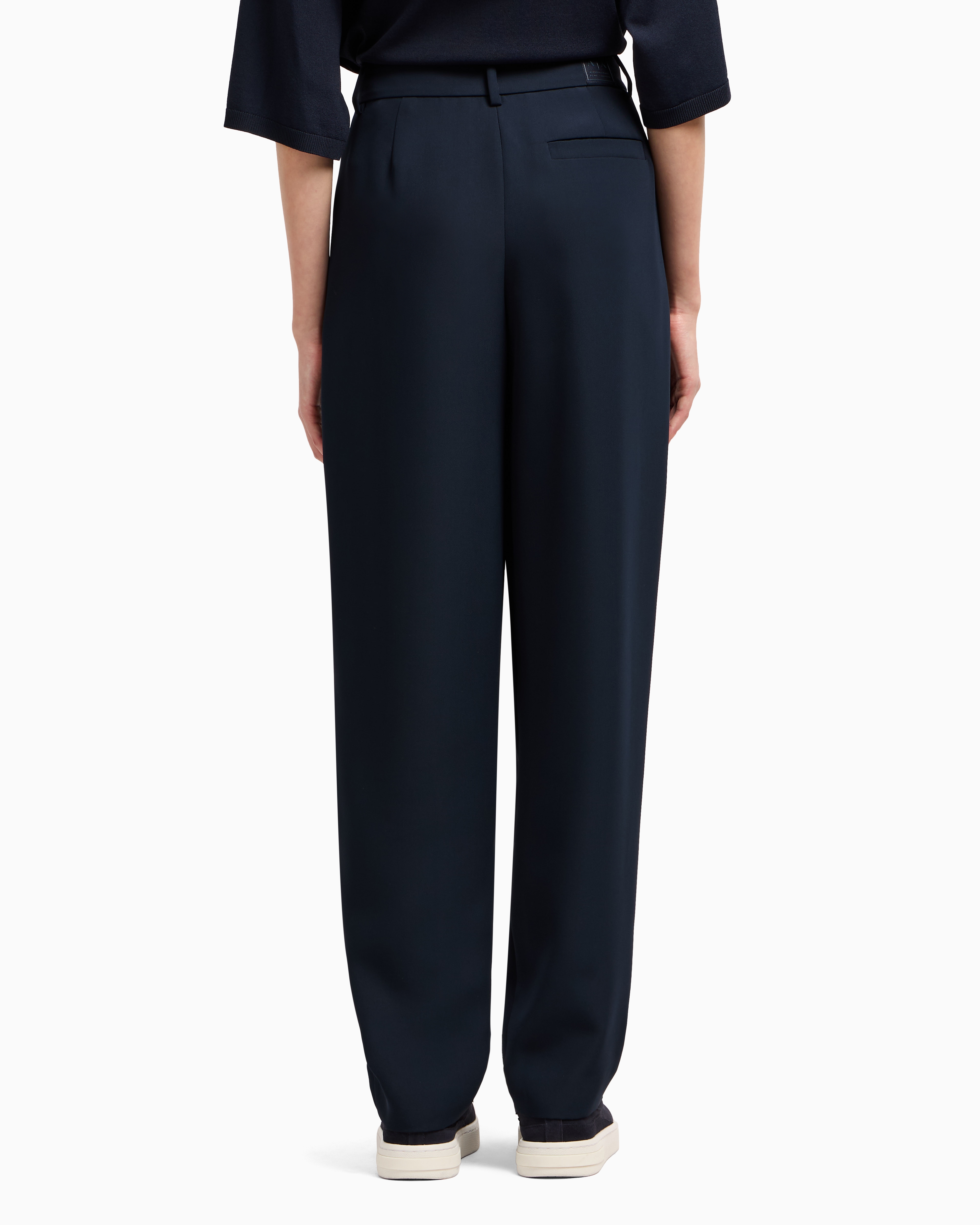 Armani Exchange - Soft trousers with pleats, Woman, Navy_blue, Size: