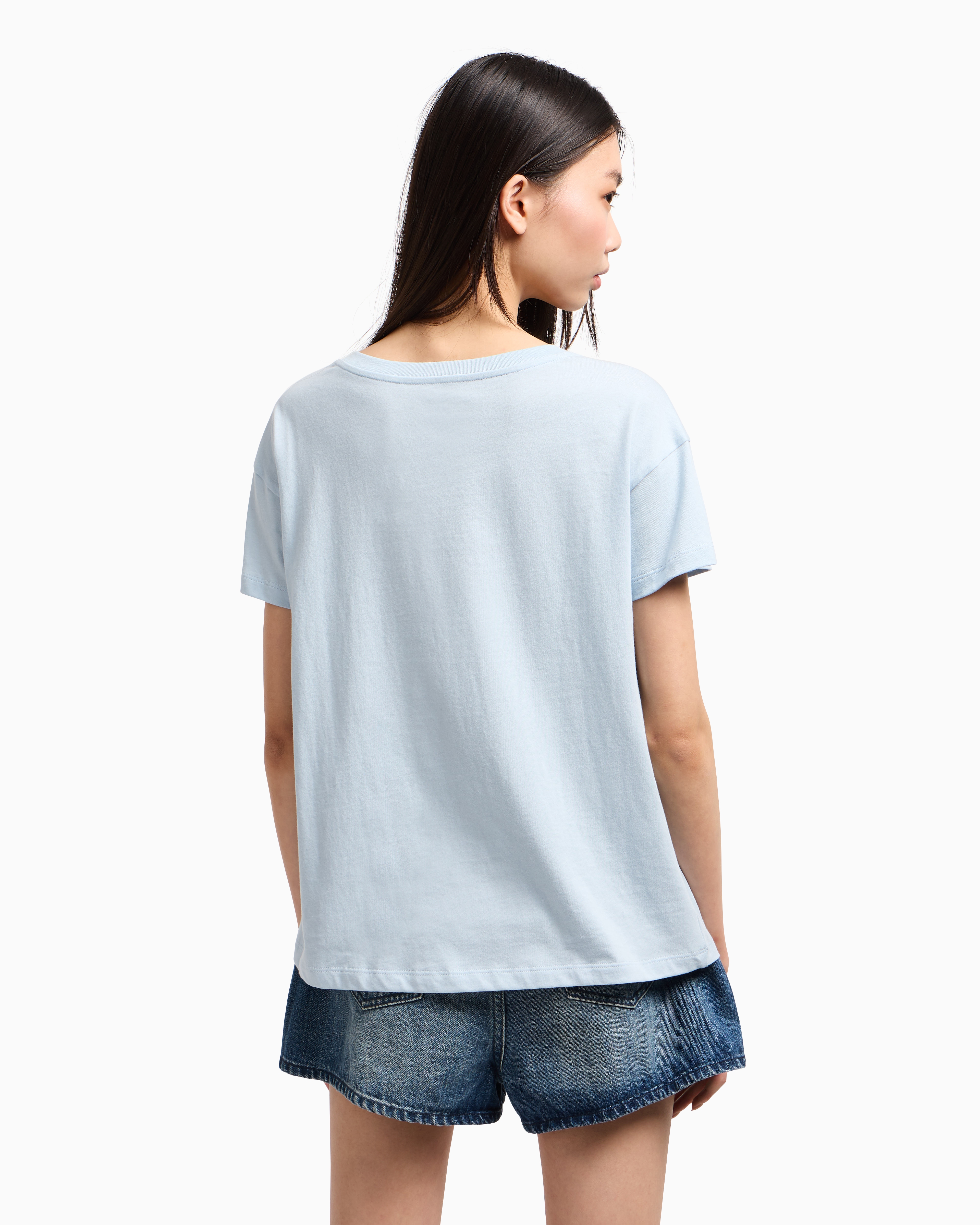 Armani Exchange - Relaxed Fit T-Shirts, Woman, Light Blue, Size: