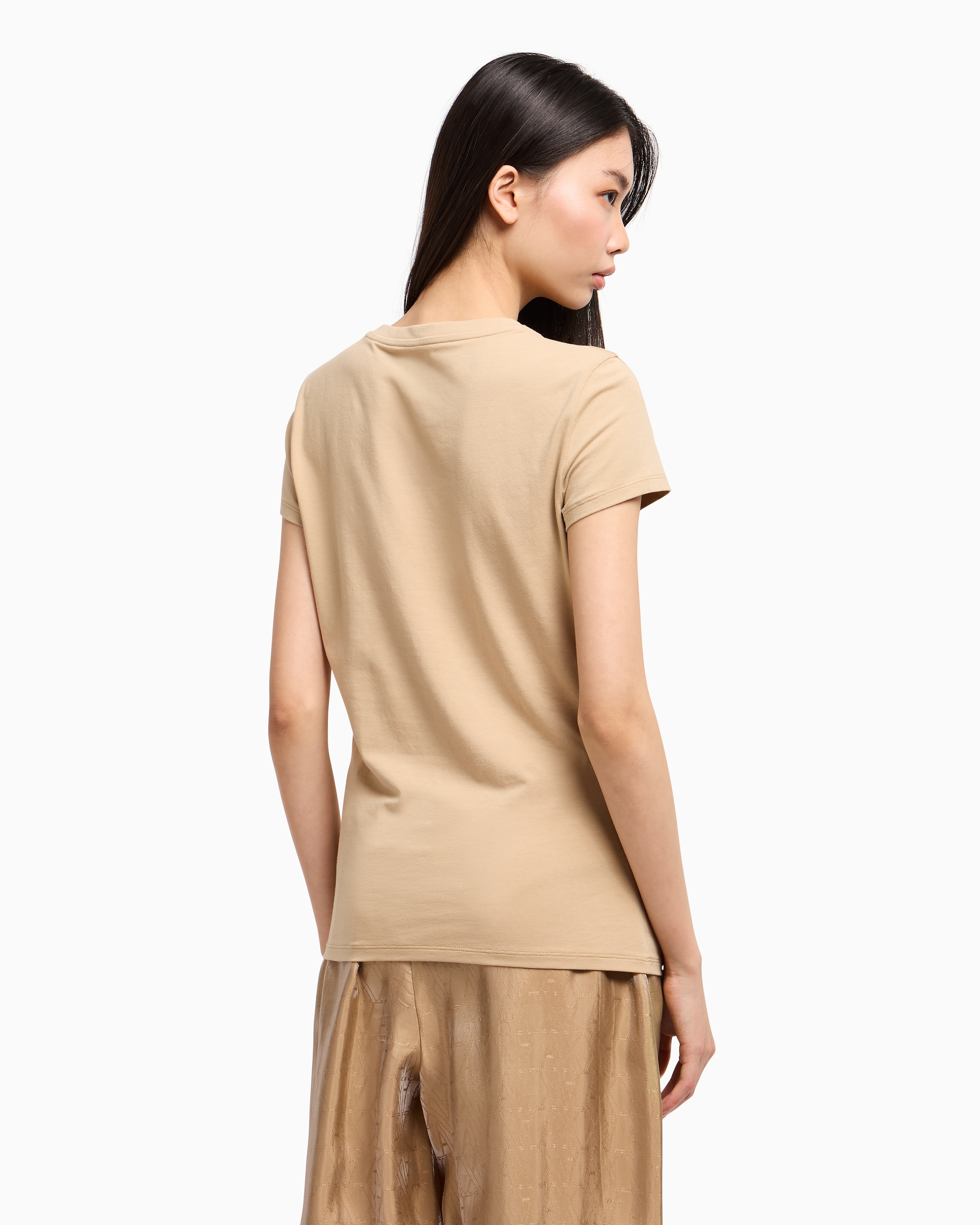 Armani Exchange Slim Fit T-shirts In Camel