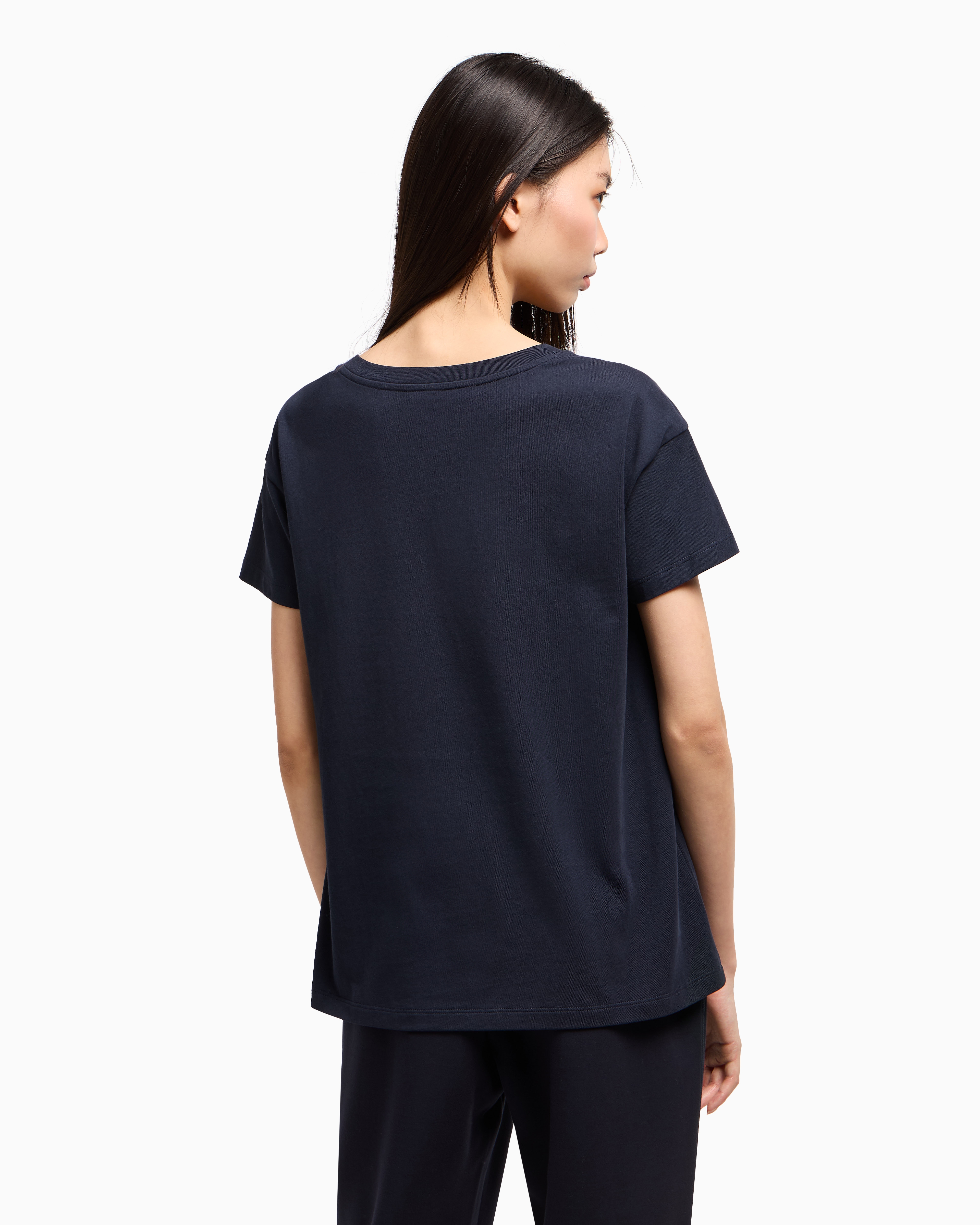 Armani Exchange - Relaxed Fit T-Shirts, Woman, Navy Blue, Size: