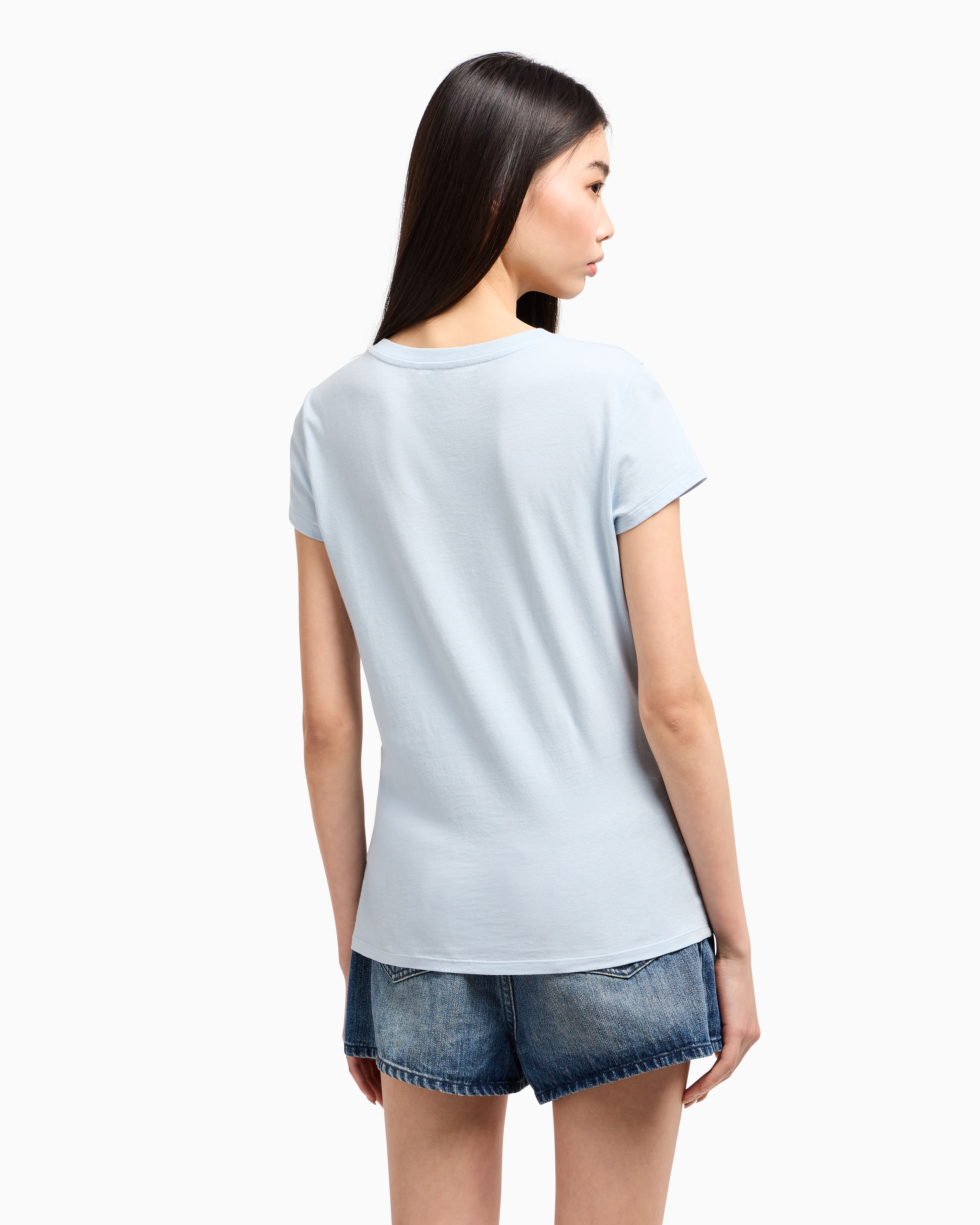 Armani Exchange Slim Fit T-shirts In Light Blue